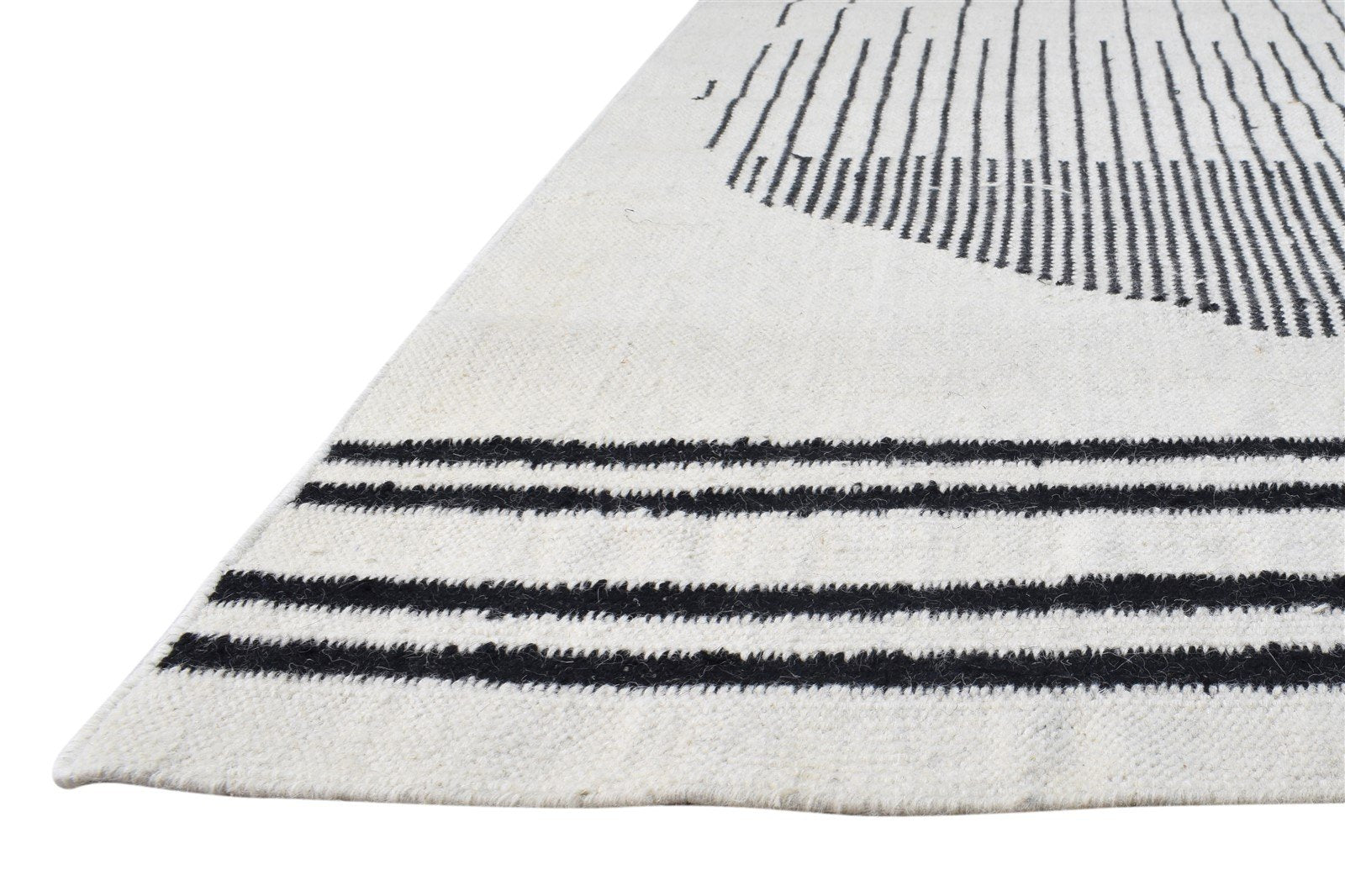 Dhurrie Ivory Wool Rug 5' X 8' Modern Scandinavian Abstract Room Size Carpet   7865140576405