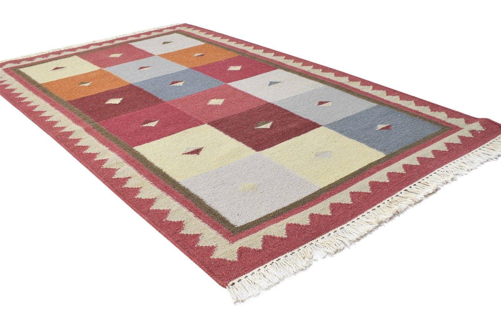 Gwenny Dhurrie Multi Wool Rug 3' X 5' Persian Southwestern Oriental   7864988696725