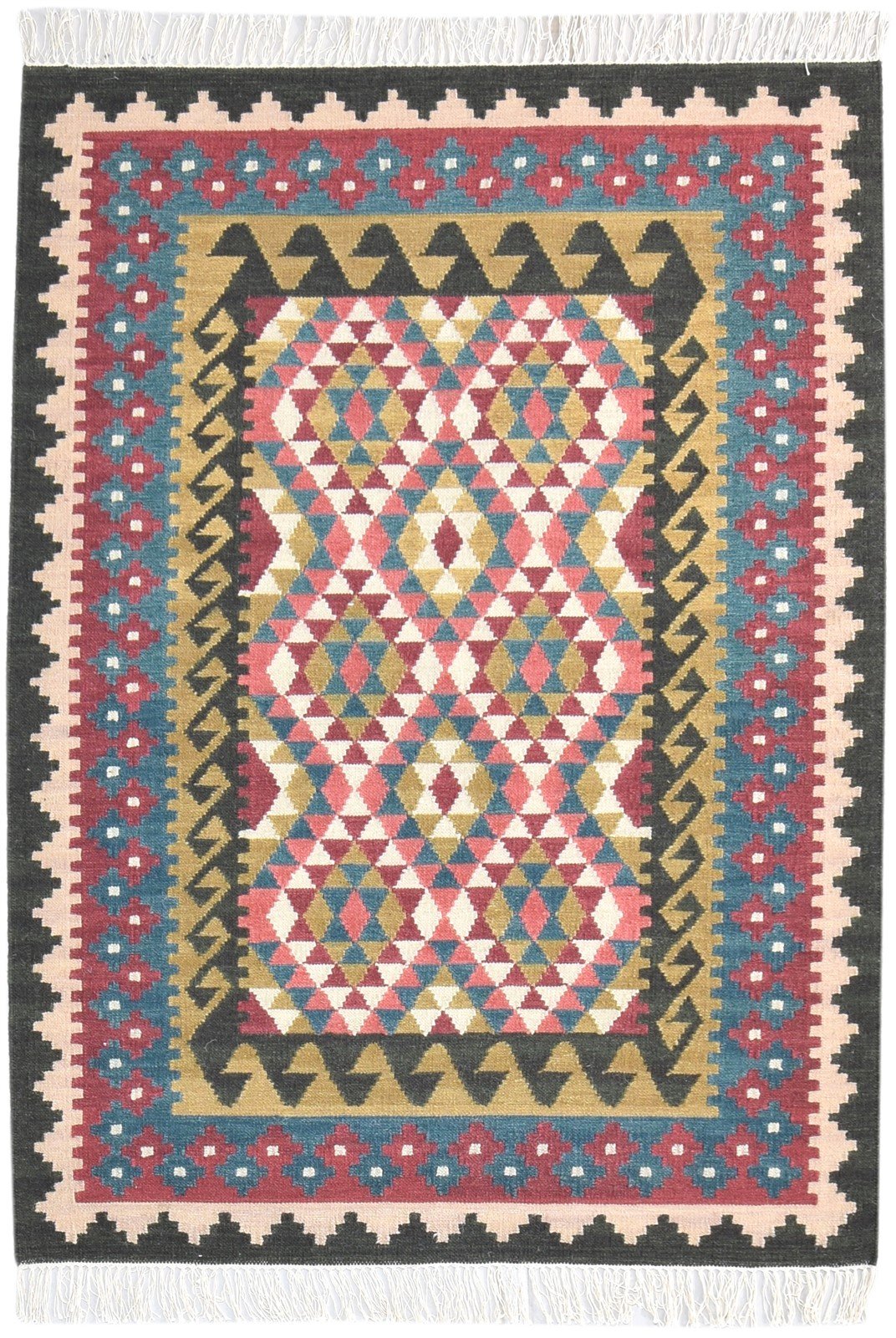 Dhurrie Multi Wool Rug 4' X 6' Persian Oriental Southwestern Room Size Carpet   7864993644693