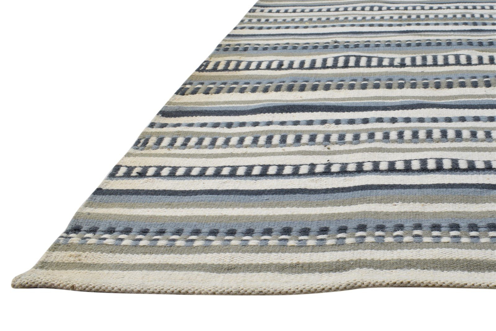 Dhurrie Off-White Wool Rug 3' X 5' Modern Scandinavian Abstract Small Carpet   7865196806293