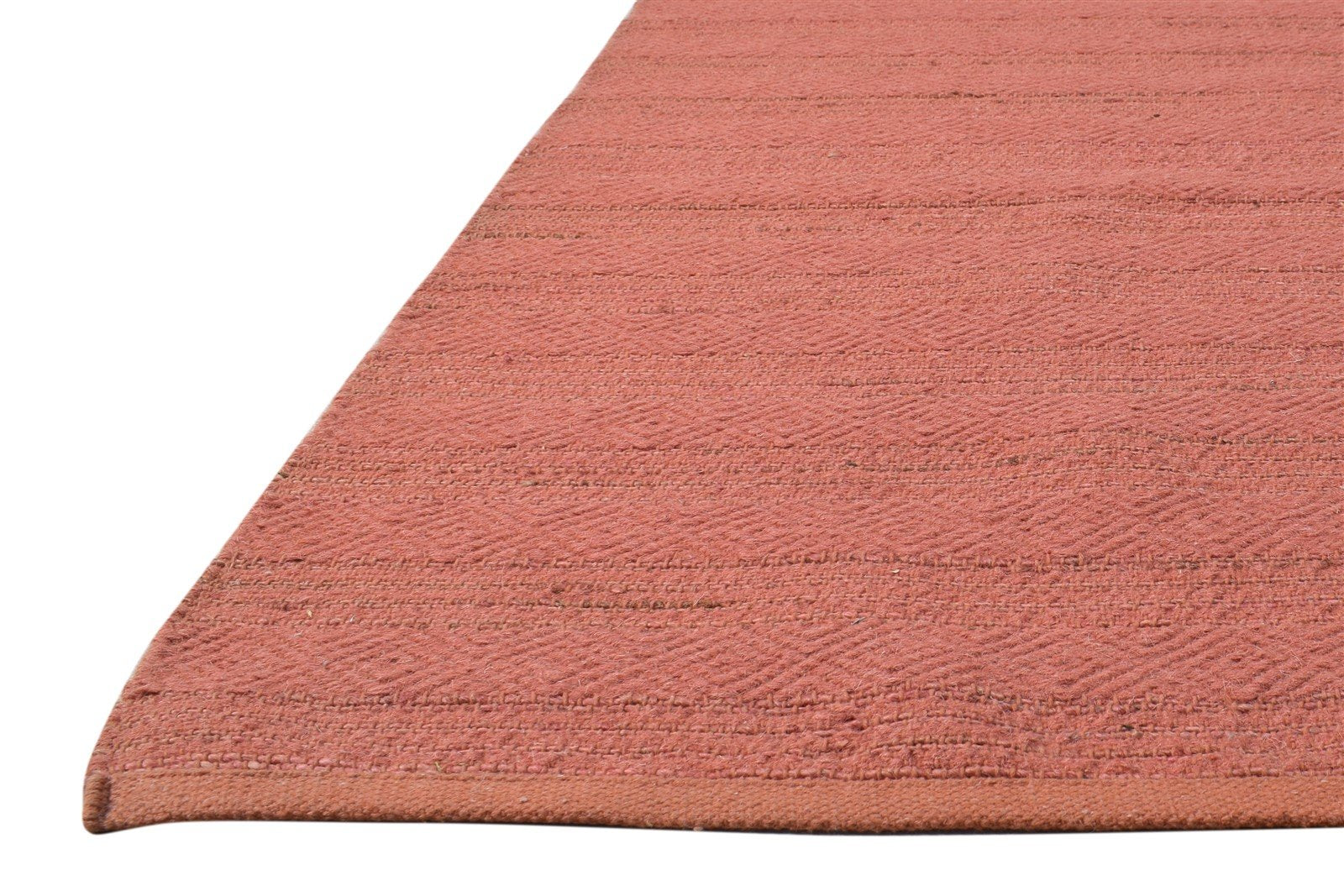 Dhurrie Pink Wool Rug 5' X 8' Modern Scandinavian Solid Room Size Carpet   7865164726421