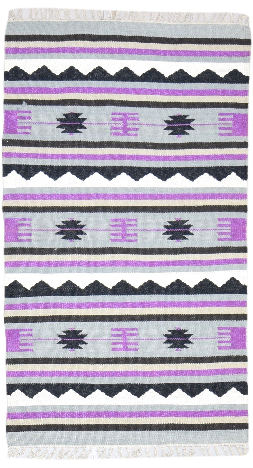 Dhurrie Purple Wool Rug 3' X 5' Persian Southwestern Tribal Small Carpet   7864387731605