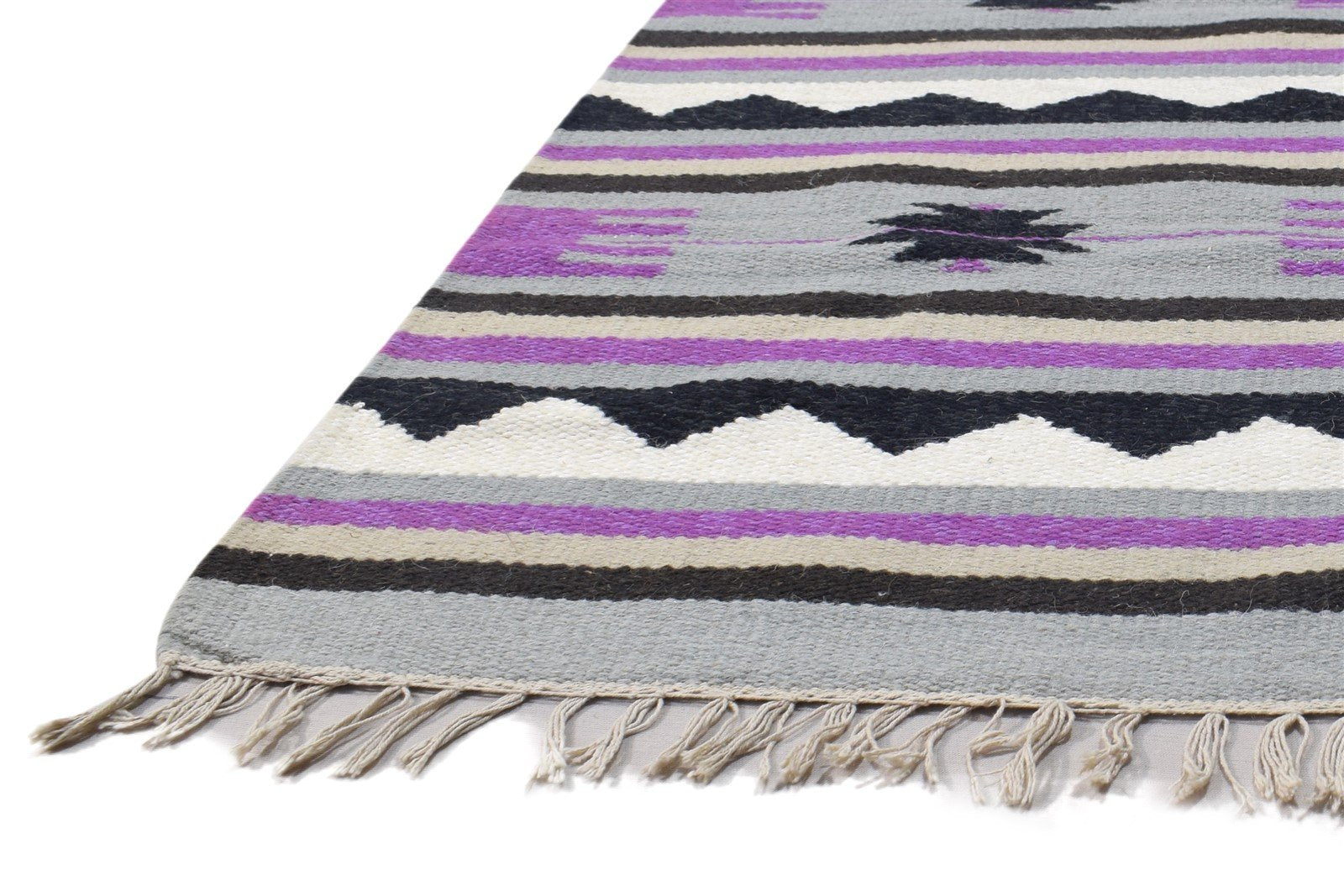 Dhurrie Purple Wool Rug 3' X 5' Persian Southwestern Tribal Small Carpet   7864387731605