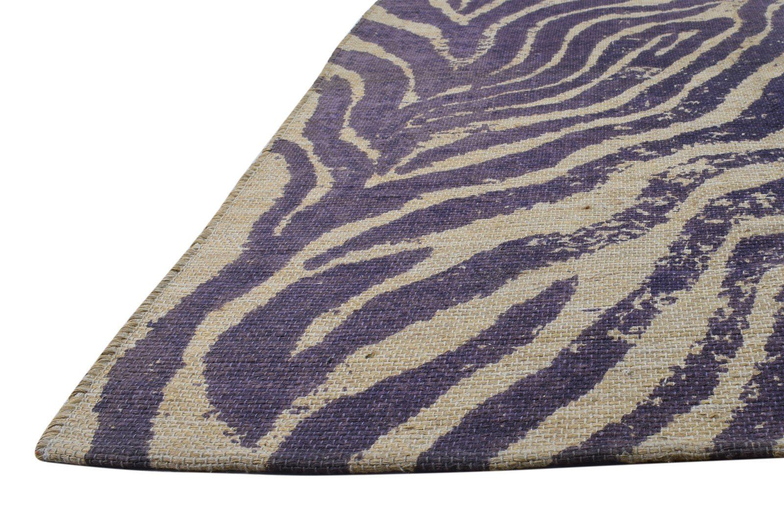 Dhurrie Purple Wool Rug 4' X 6' Modern American Animal Print Room Size Carpet   7865192022165