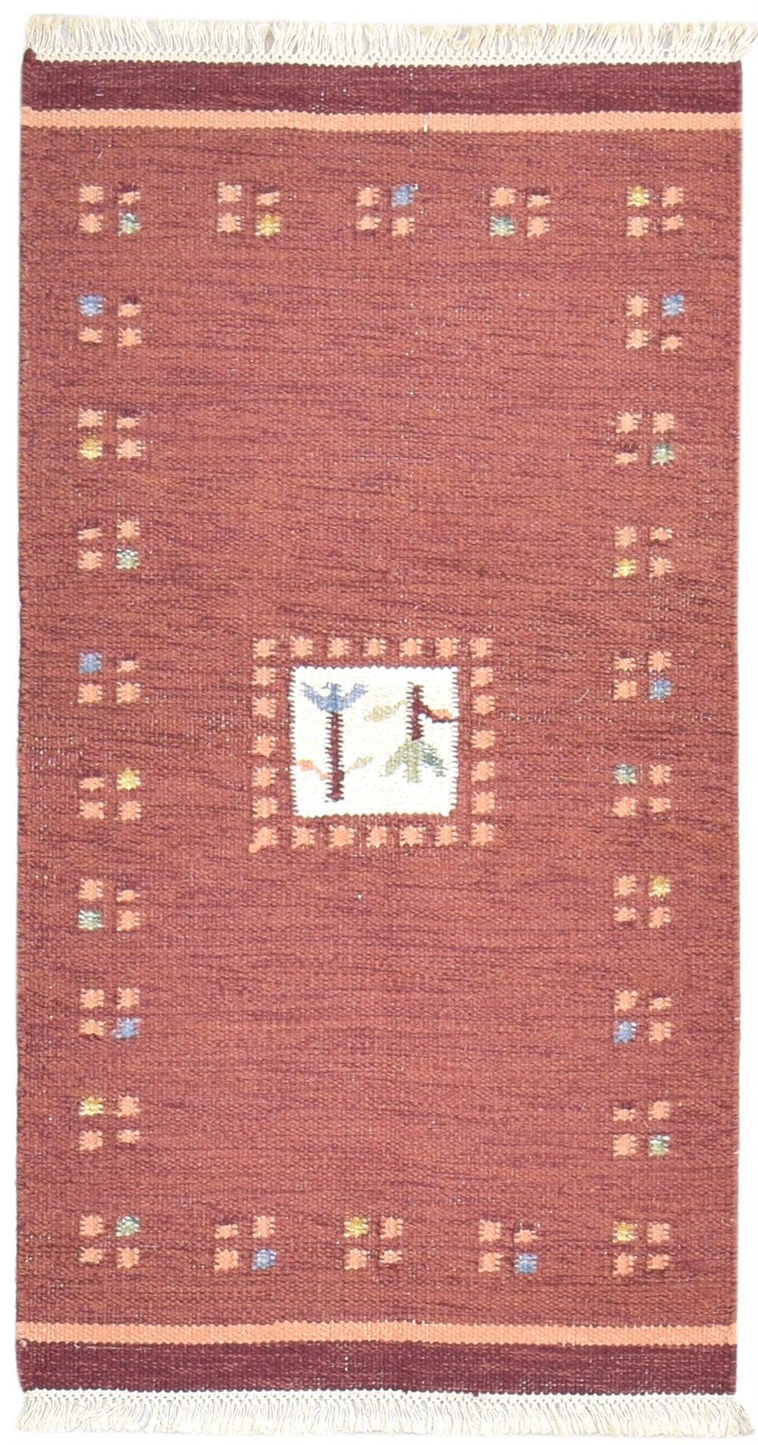 Dhurrie Red Wool Rug 3' X 5' Persian Gabbeh Oriental Small Carpet   7864983290005