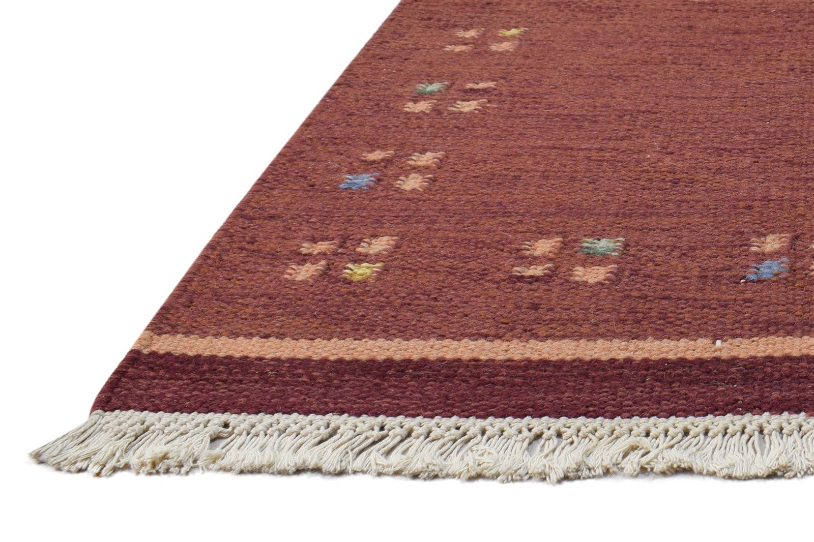 Dhurrie Red Wool Rug 3' X 5' Persian Gabbeh Oriental Small Carpet   7864983290005