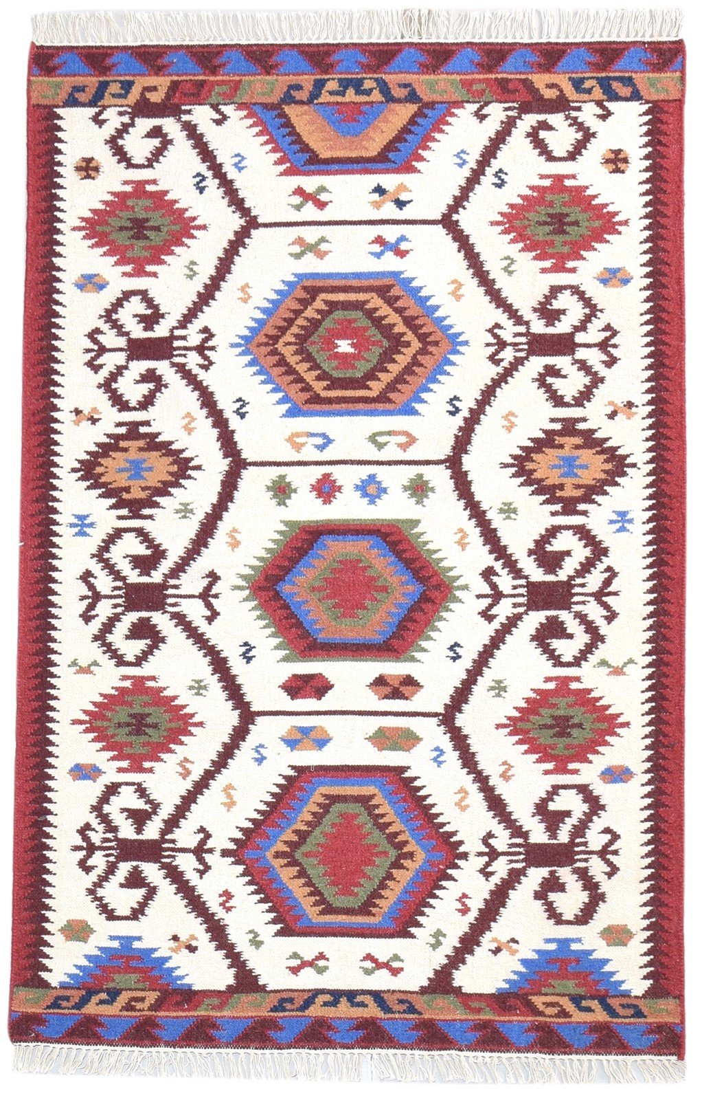 Dhurrie Red Wool Rug 4' X 6' Persian Kazak Oriental Room Size Carpet   7865018450069