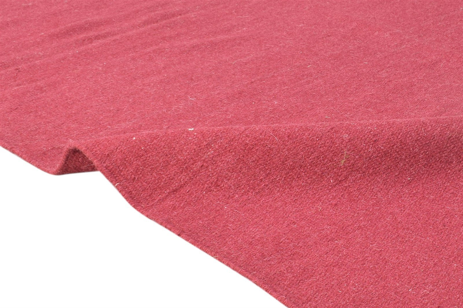 Dhurrie Red Wool Rug 4' X 7' Modern Scandinavian Solid Room Size Carpet   7865166463125