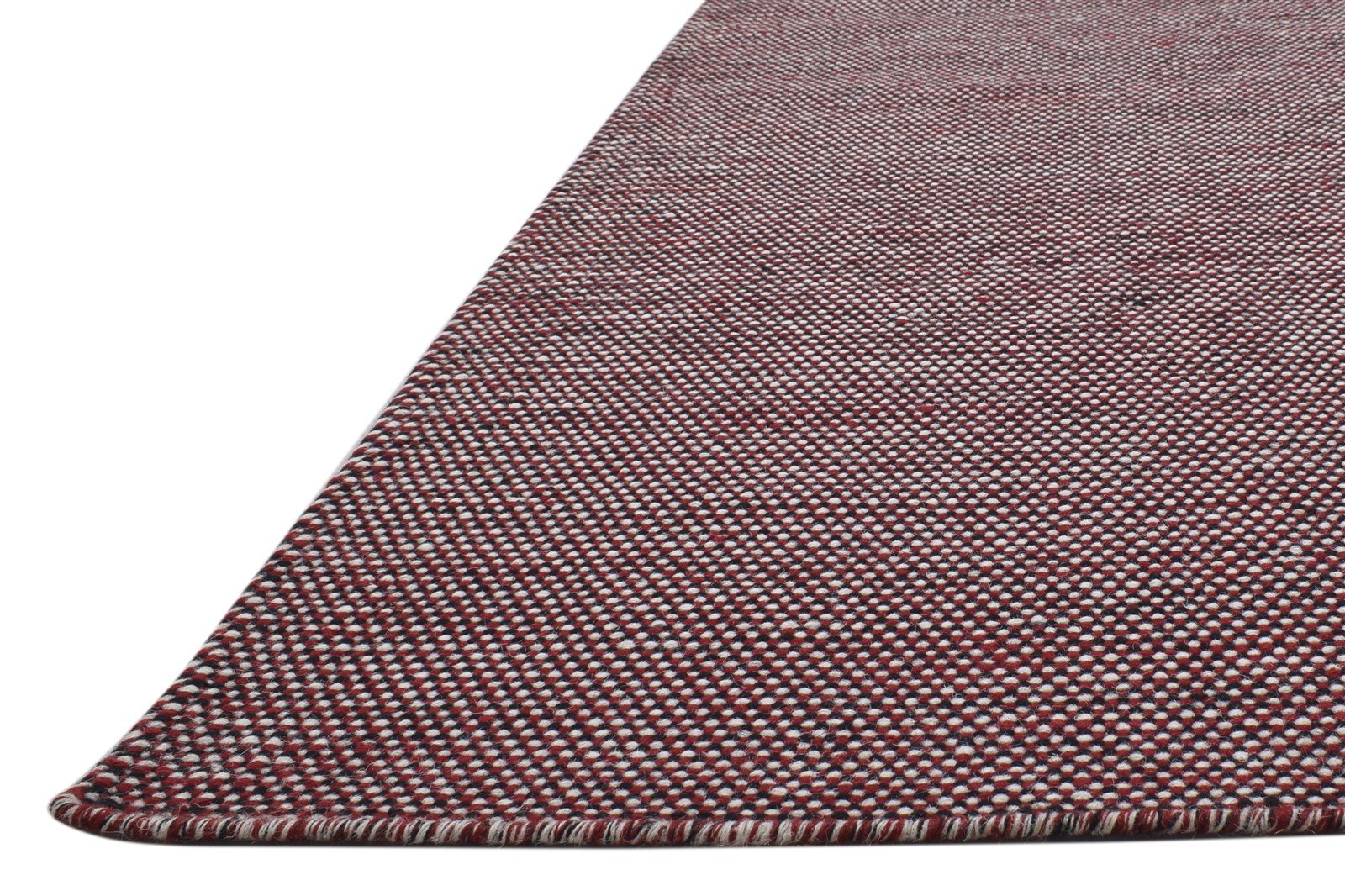 Dhurrie Red Wool Rug 5' X 6' Modern Scandinavian Solid Room Size Carpet   7864150524053