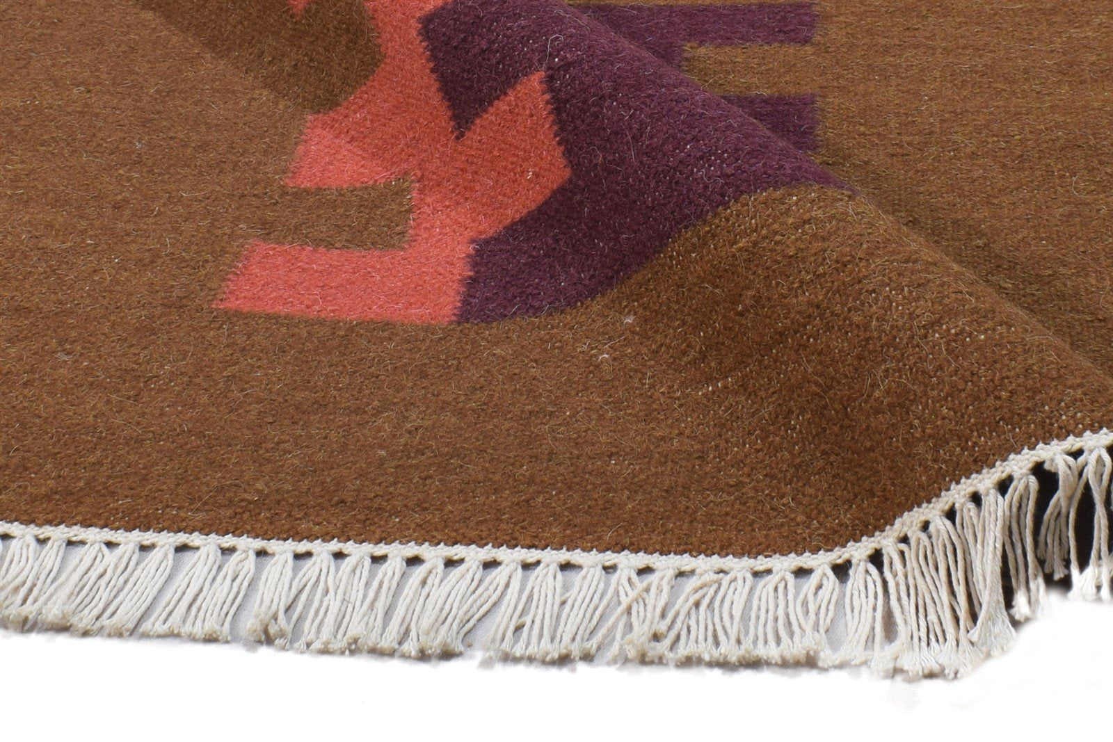 Dhurrie Red Wool Rug 6' X 8' Southwestern American Tribal Room Size Carpet   7865048105109
