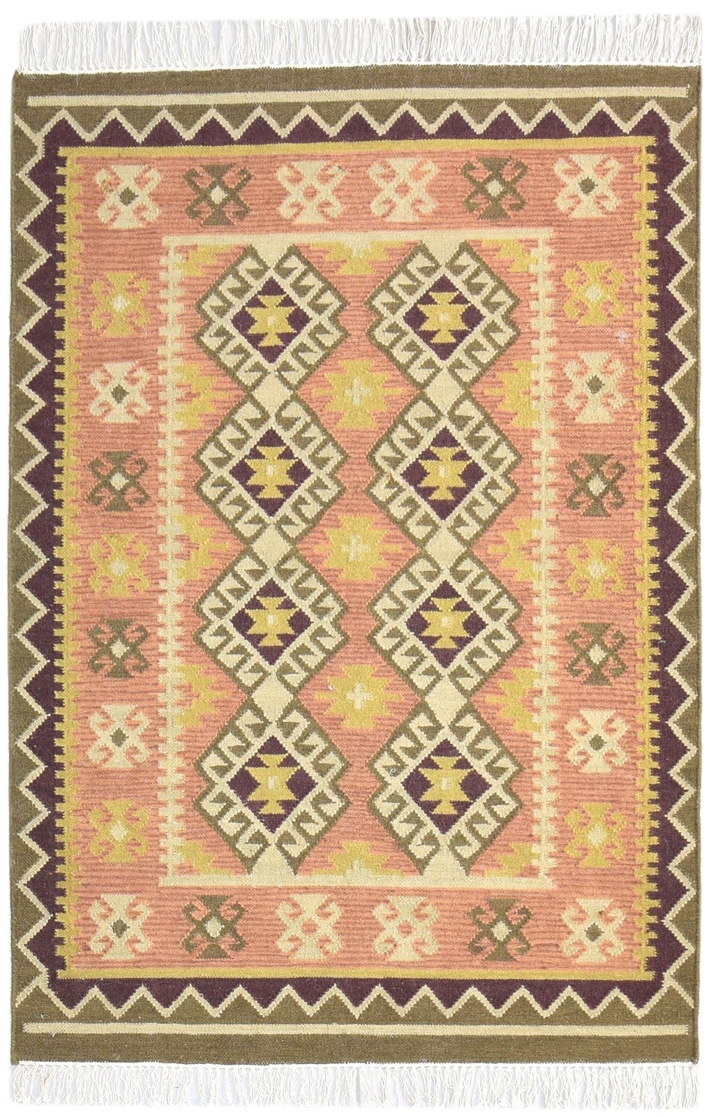 Dhurrie Rust Wool Rug 4' X 4' Persian Southwestern Oriental Room Size Carpet   7864991907989