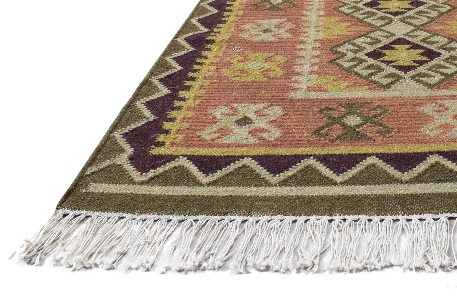 Dhurrie Rust Wool Rug 4' X 4' Persian Southwestern Oriental Room Size Carpet   7864991907989