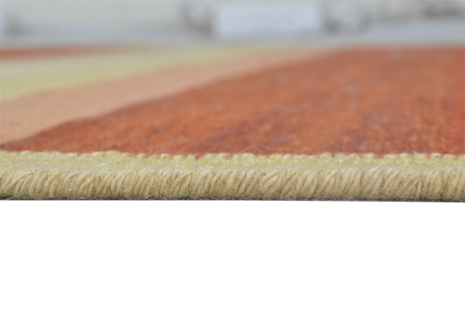 Dhurrie Rust Wool Rug 6' X 8' Modern Scandinavian Striped Room Size Carpet   7865027821717