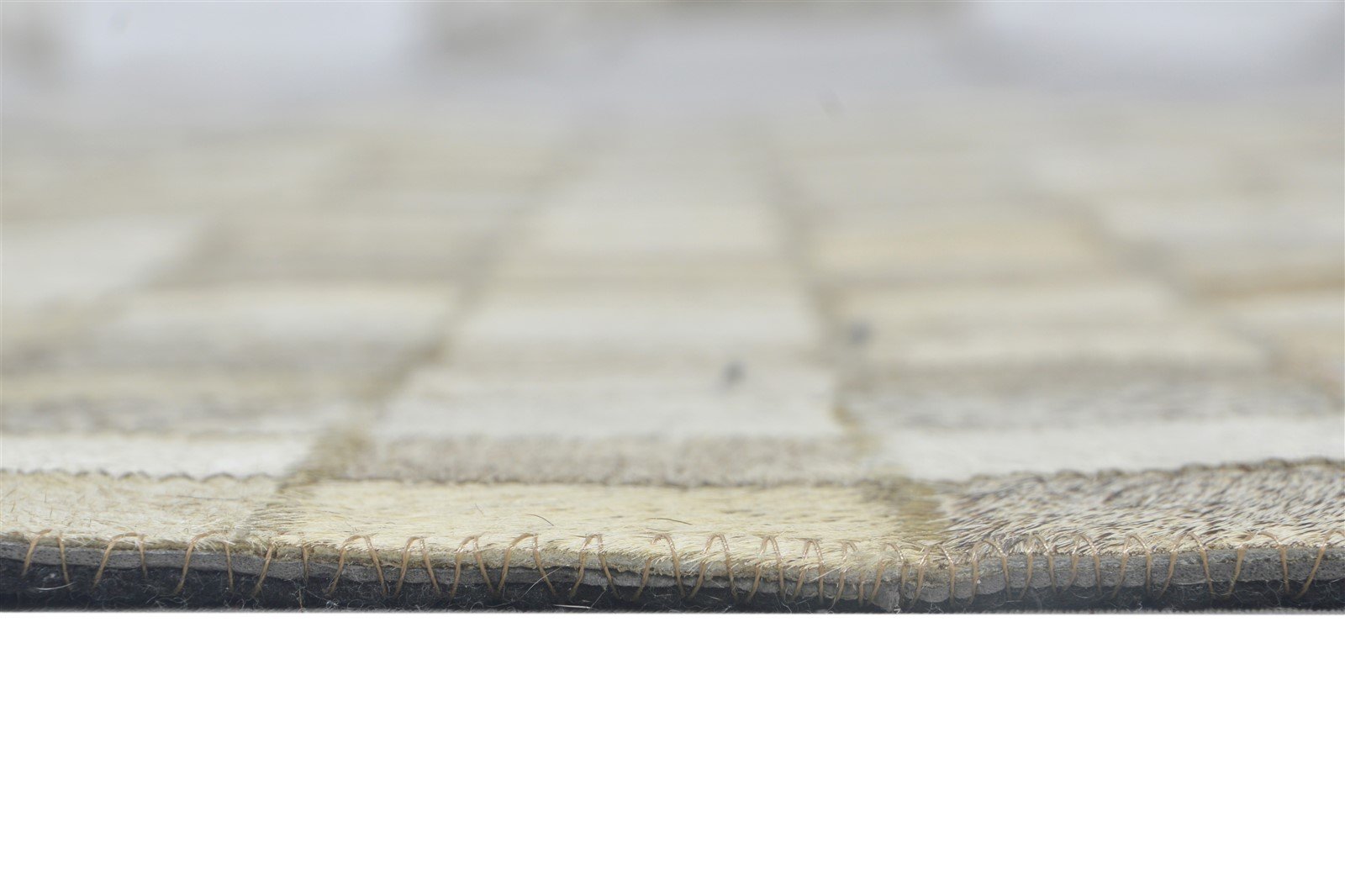 Dorice Leather / Cotton Beige Rug 5X7 Modern Hand Woven Geometric   7864115396757