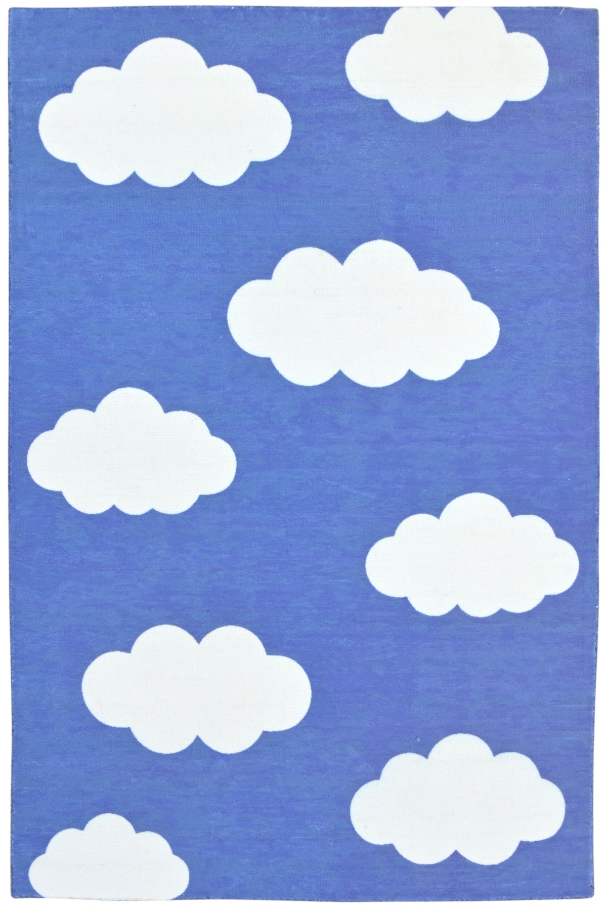 Dreamy Cloud Handmade Blue & White Kids Rug – Whimsical Nursery Area Rug