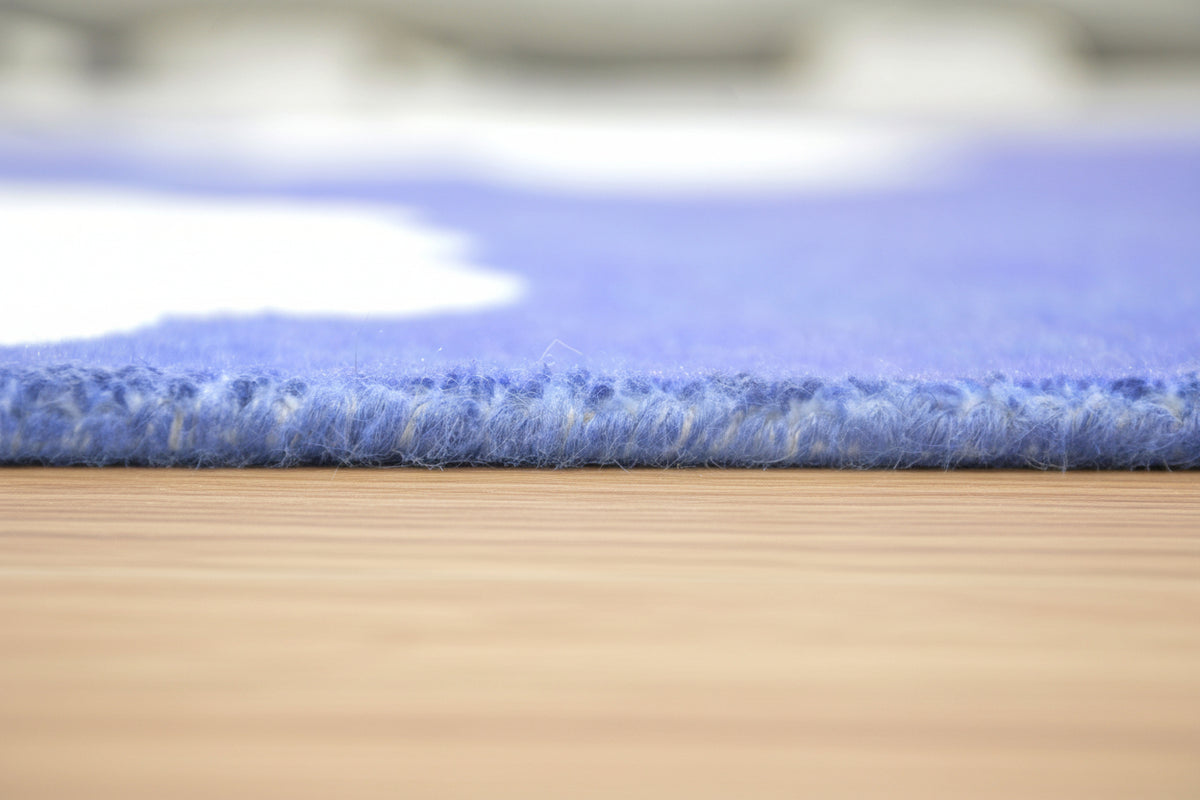 Dreamy Cloud Handmade Blue & White Kids Rug – Whimsical Nursery Area Rug