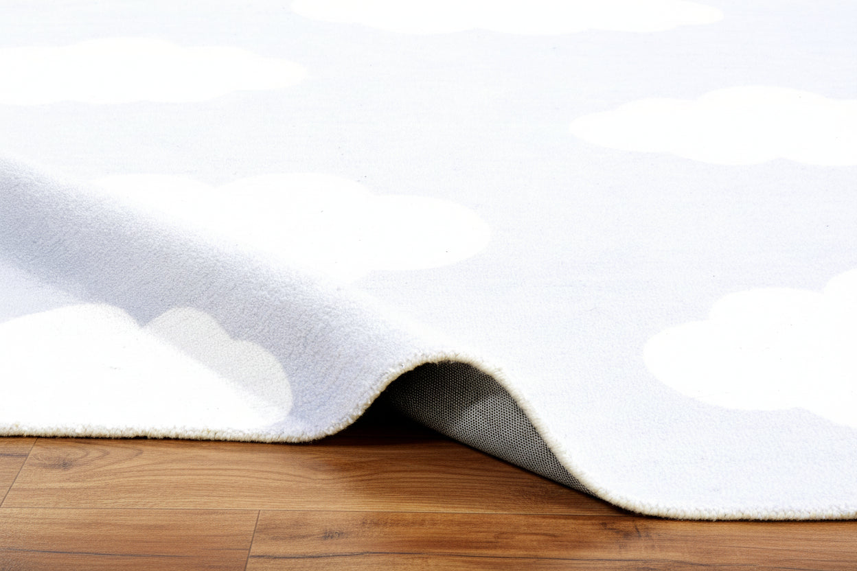 Dreamy Sky Blue & White Cloud Nursery Kids Area Rug for Nursery   9013474754709
