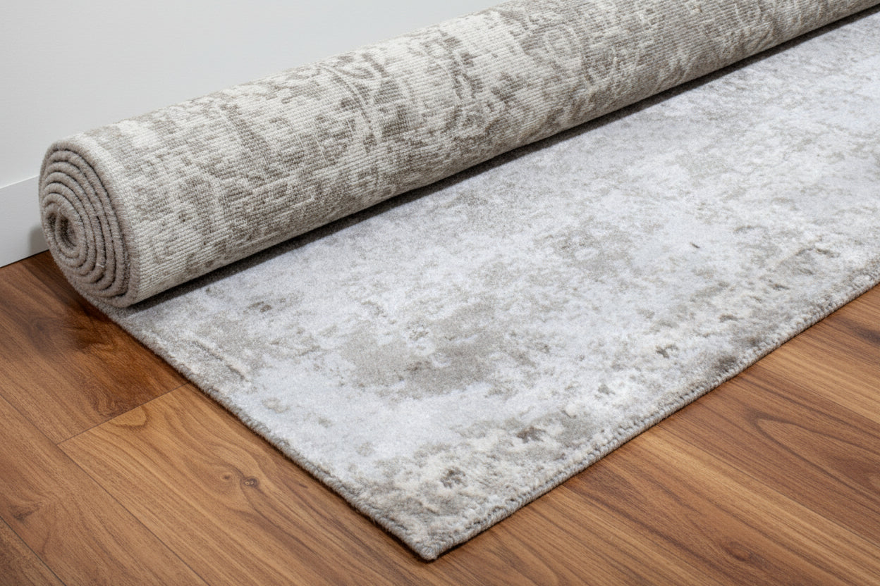 Druski Handmade Abstract Loom Knotted Hand Woven Silk Like Wool Viscose Gray Rug   9003010982037