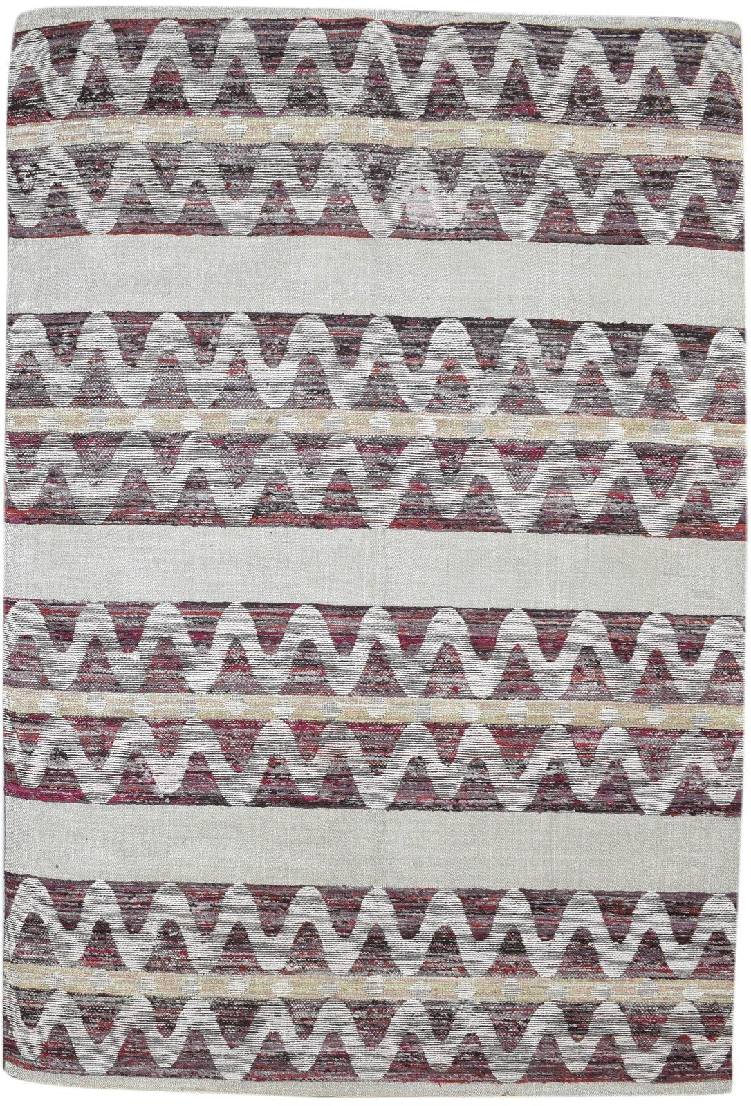 Jacquard Loom Grey Silk Rug 5' X 8' Modern French Chevron Room Size Ca
