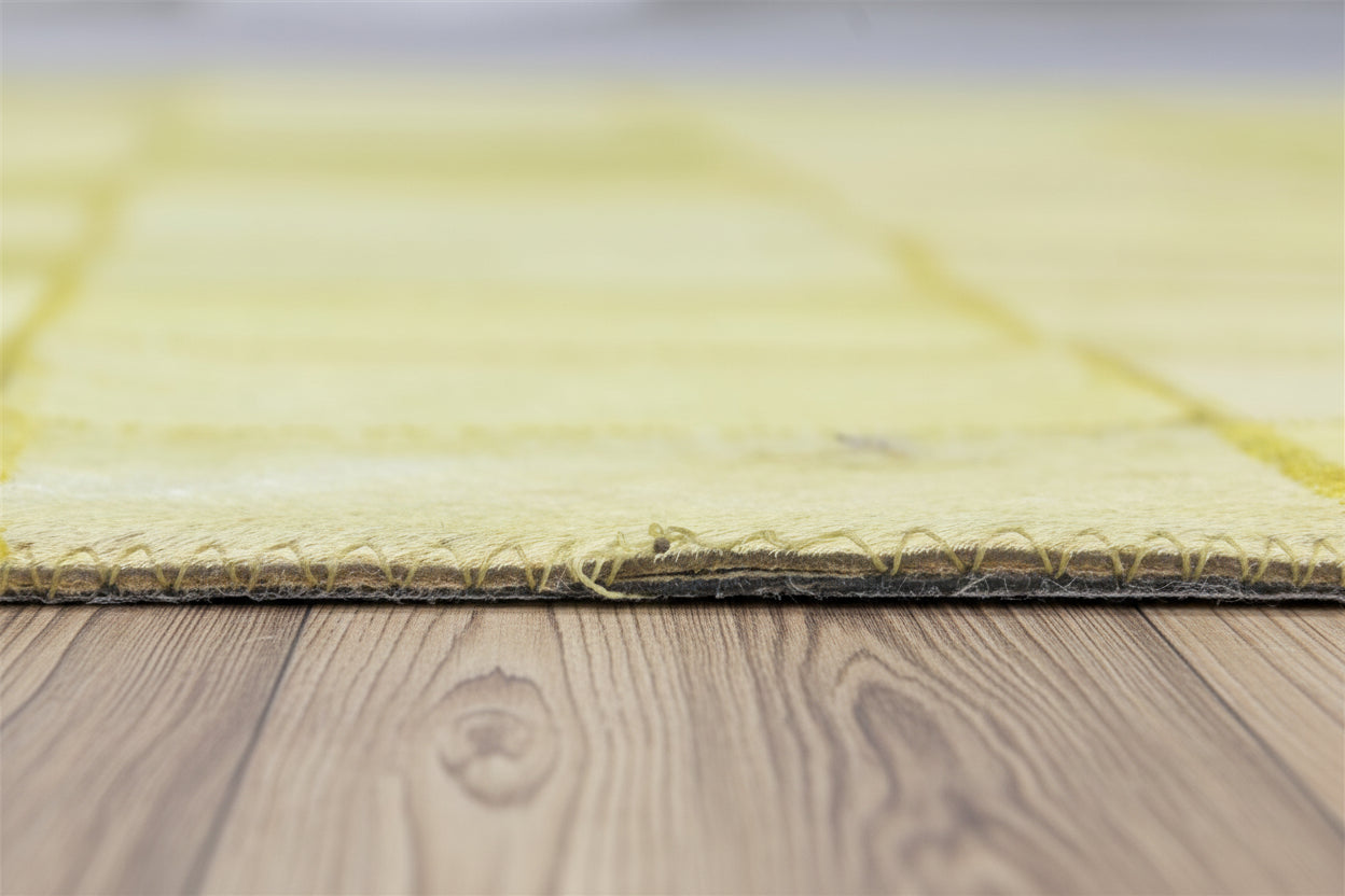 Emmey Leather Handmade Beige Checkerboard Rug | Modern Checkered Patchwork Area Rug   7864583356565