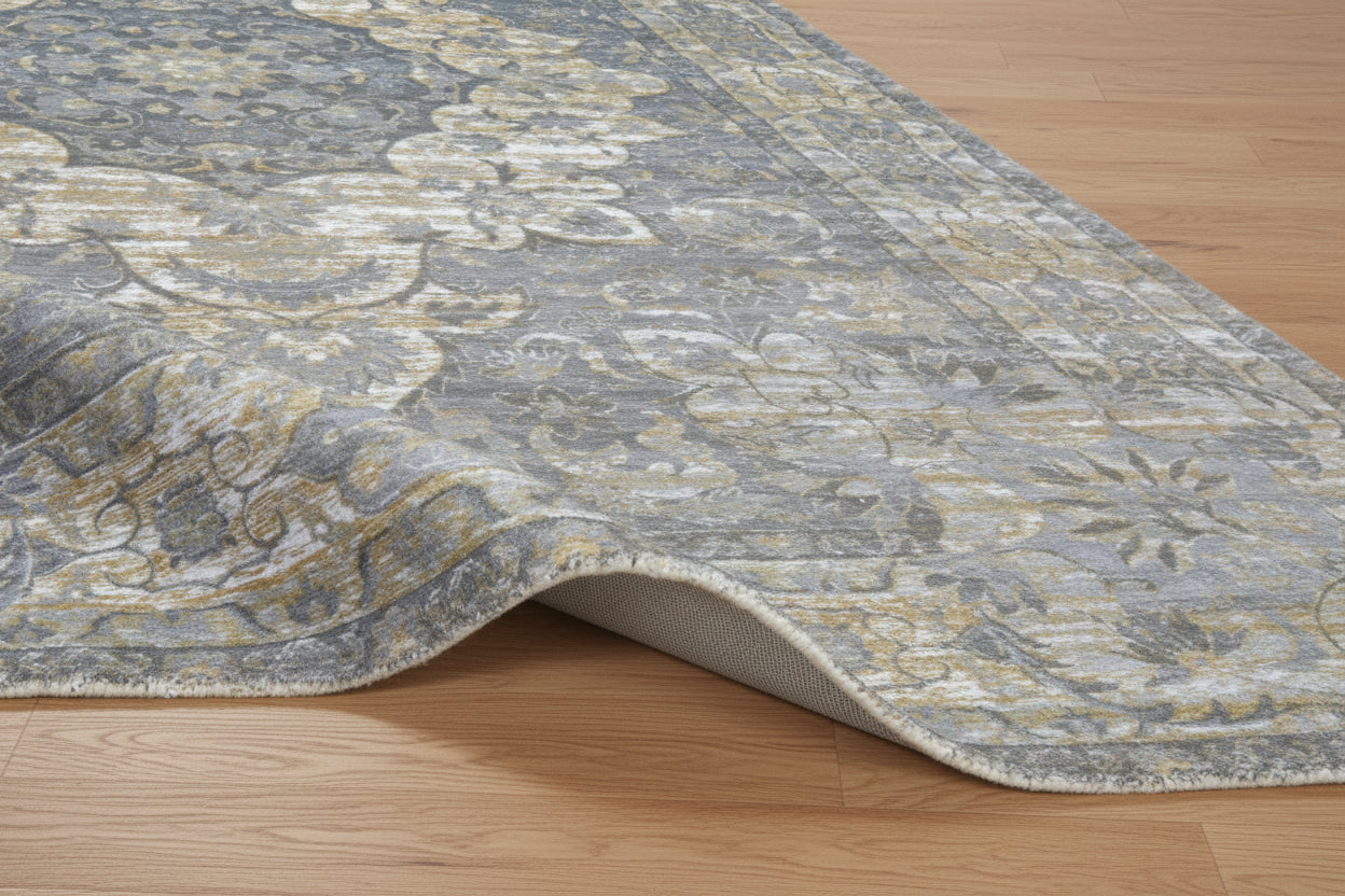 Enkay Vintage Style Medallion Slate Blue Persian Style  Mosern Oriental Area Rug   9122602090645