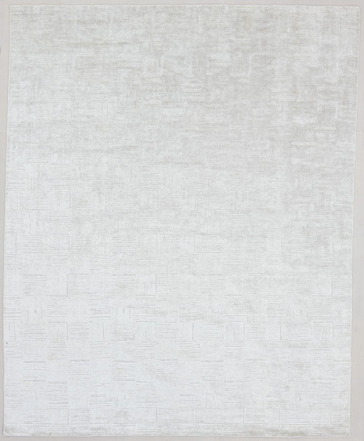 Etched Grid Handmade Beige champagne Plaids Area Rug – Modern Geometric Loom Knotted Wool Silk Rug   9175608754325