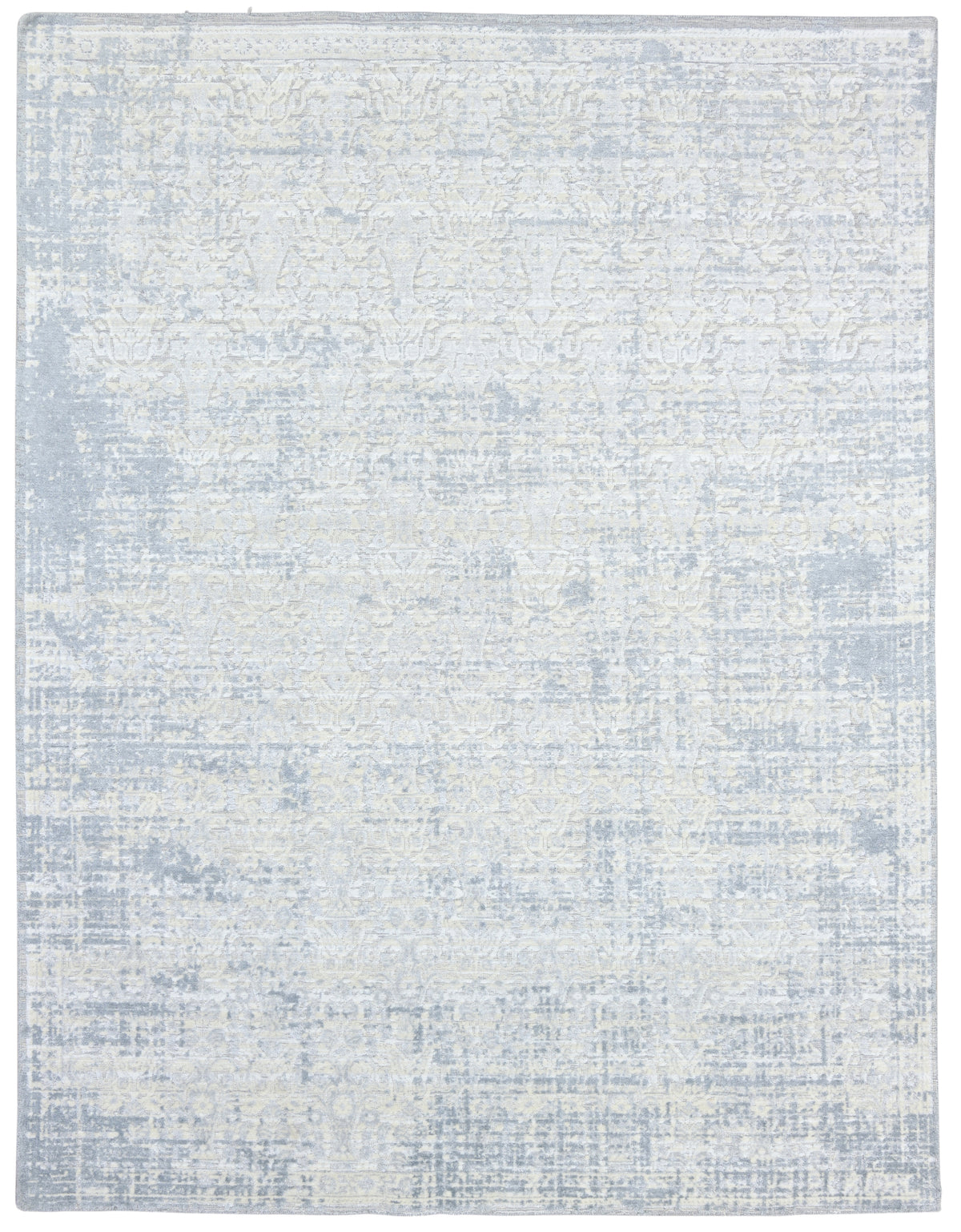 Ethereal Mist Handmade Loom Knotted Linear Modern Area Rug – Blue & Silver   9175554031765