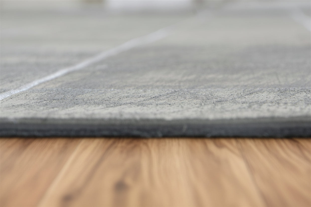 Ettie Leather Handmade Gray Border Rug | Modern Patchwork Cowhide Area Rug