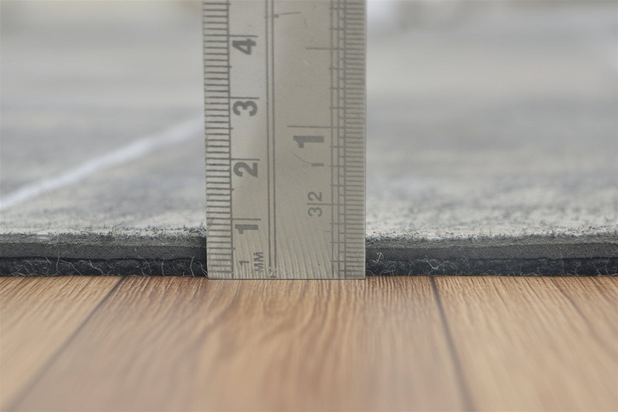 Ettie Leather Handmade Gray Border Rug | Modern Patchwork Cowhide Area Rug