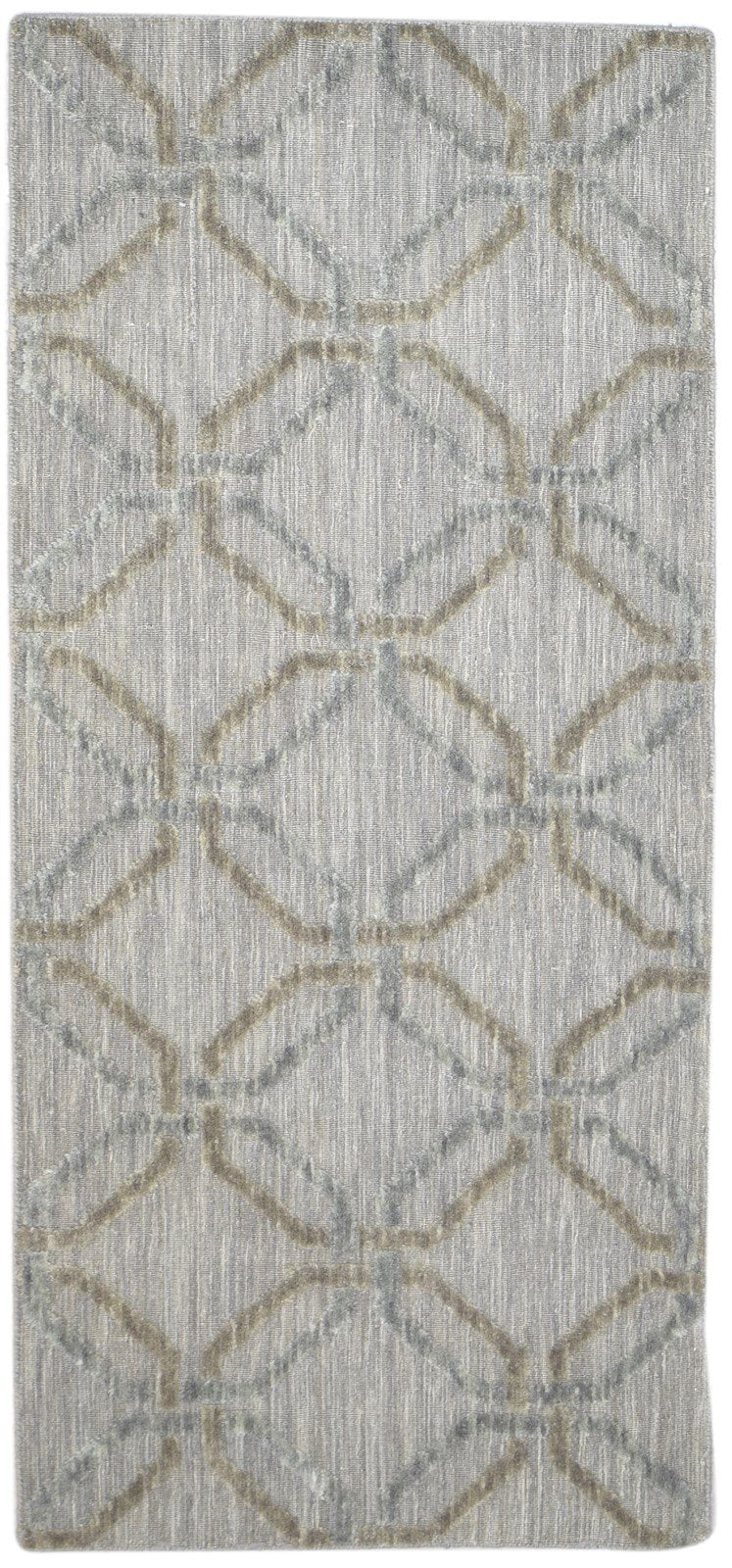 3X6 Rug Wool Silk Grey Modern Jacquard Loom Scandinavian Geometric Sma