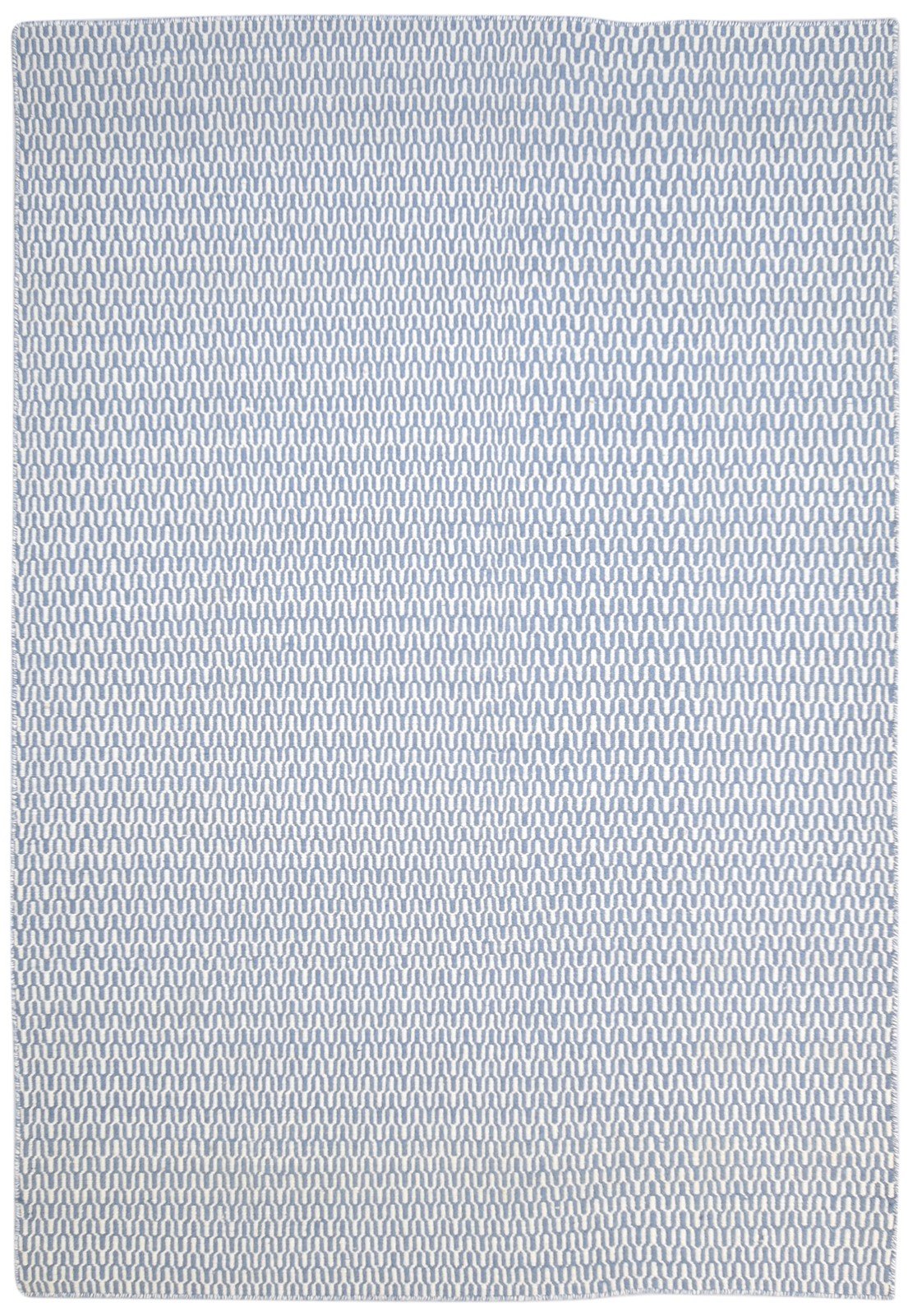 Flatweave Blue Wool Rug 6' X 9' Modern Scandinavian Chevron Large Carpet   7864815419541