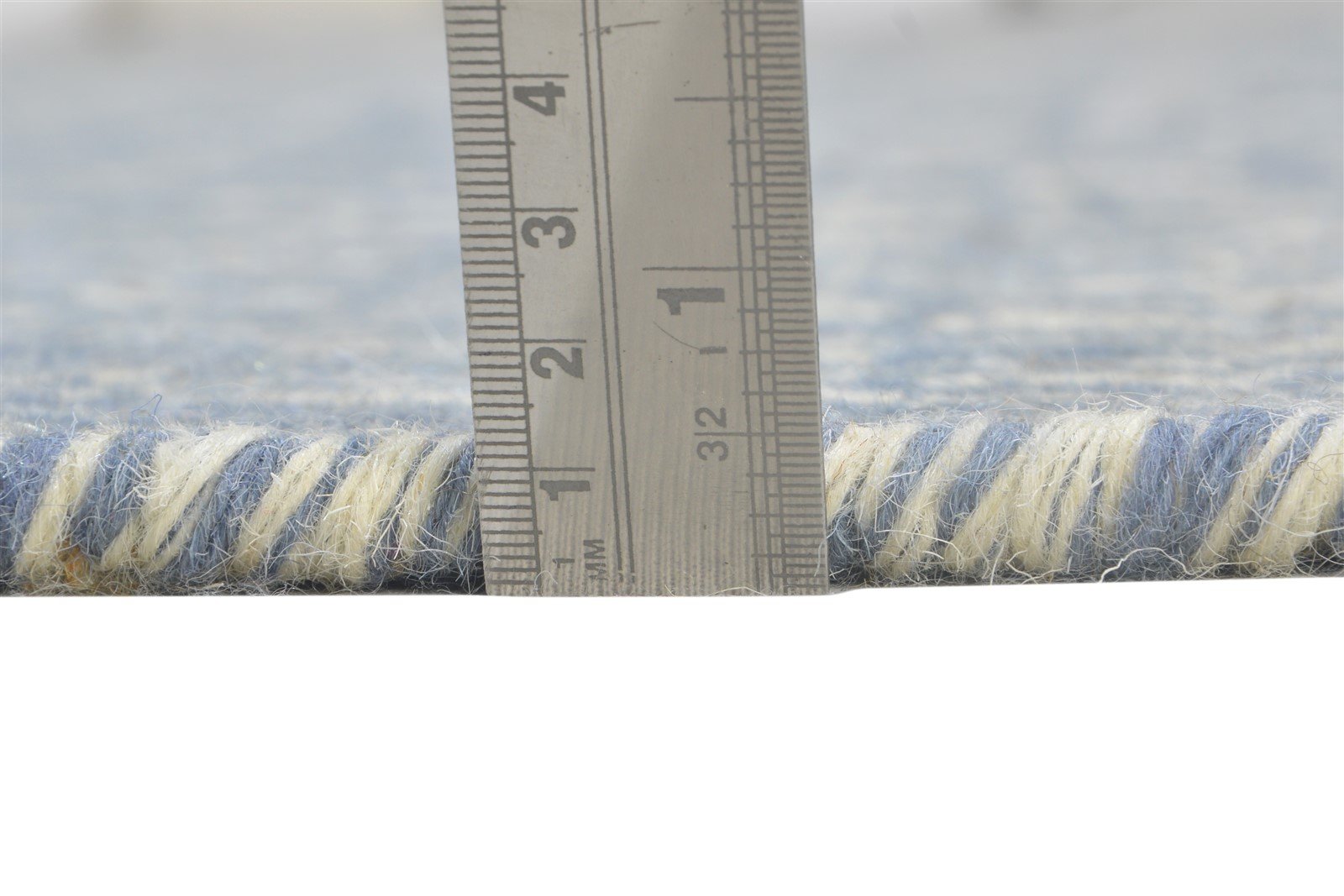 Flatweave Blue Wool Rug 6' X 9' Modern Scandinavian Chevron Large Carpet   7864815419541