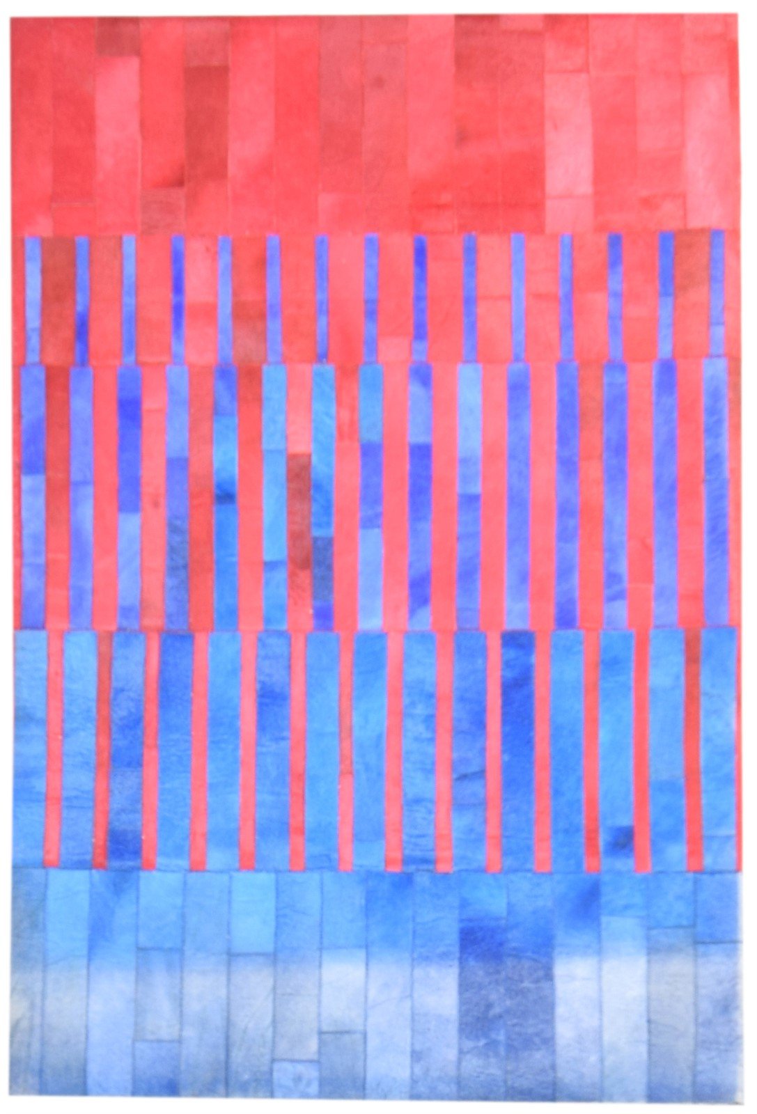 Flatweave Red Leather Rug 4' X 6' Modern Bohemian Abstract Room Size Carpet   7864583094421
