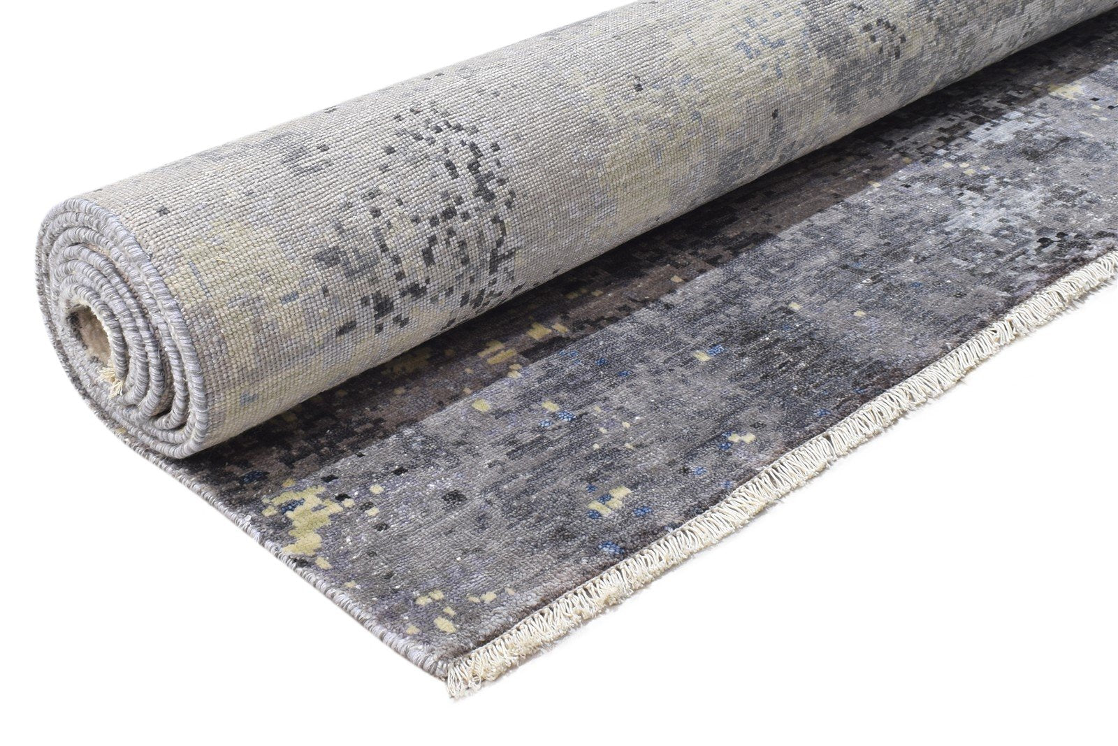 Florie 8' X 10' Rug Silk Grey Modern Hand Knotted Indian Abstract   7864319869077