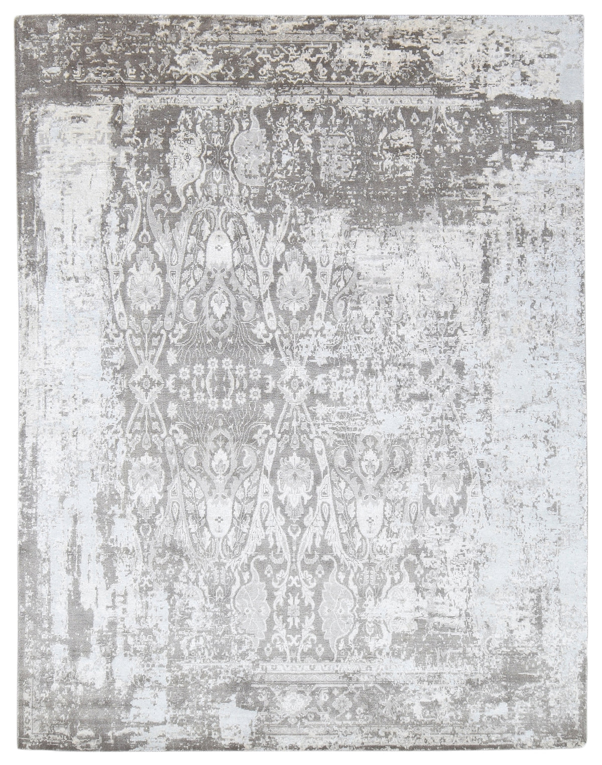 Foxen Abstract Handmade Loom Knotted Brown Gray Luxury Silk Like Viscose Wool Rug   9015874322581
