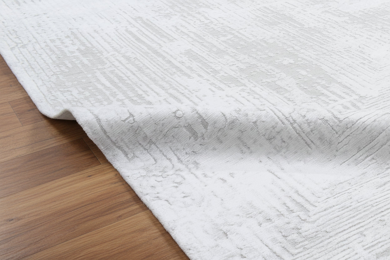 Framify Geometric Handmade Linear Rug – Ivory & Beige Hand Loom Knotted Bordered Rug   9176245797013