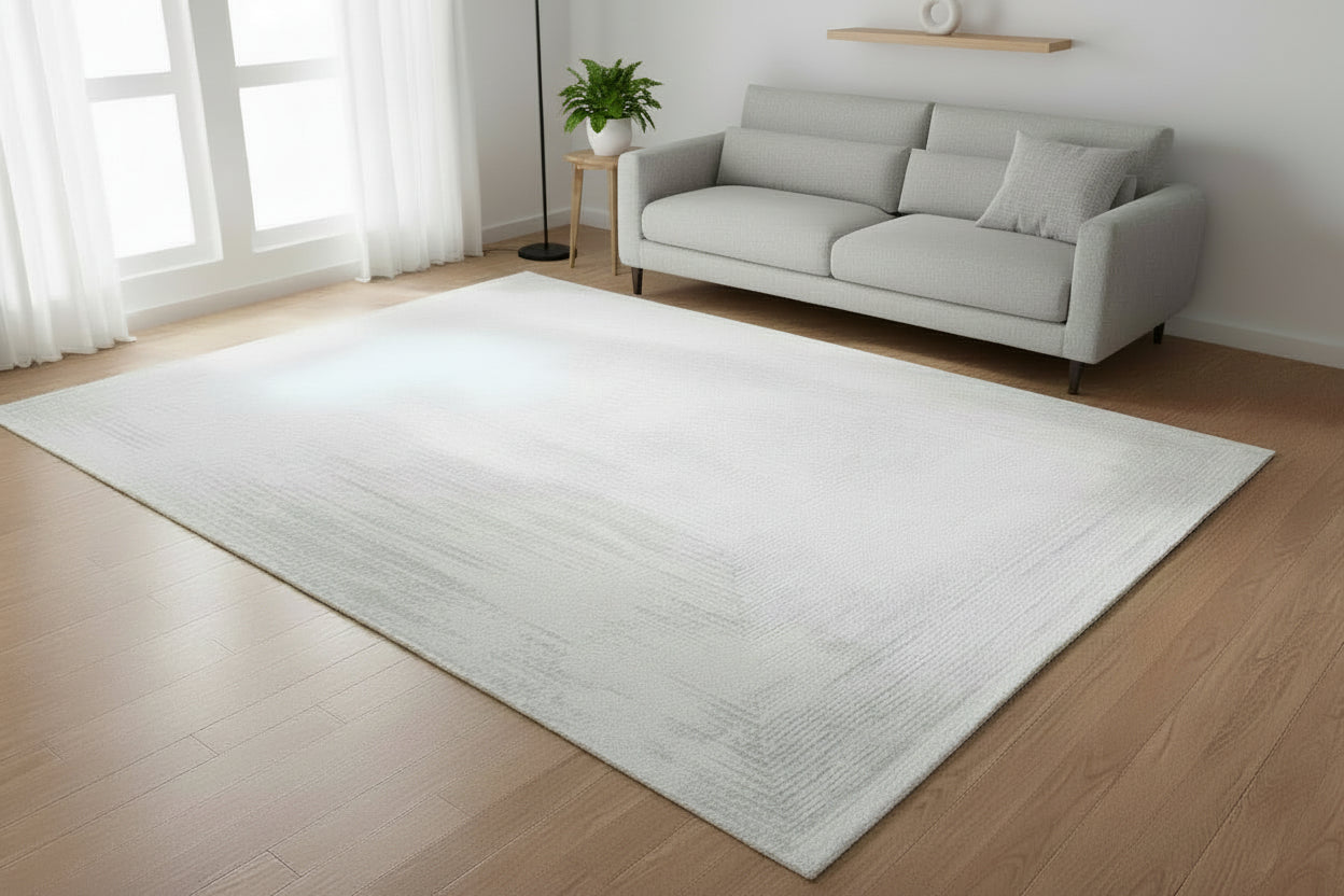 Framify Geometric Handmade Linear Rug – Ivory & Beige Hand Loom Knotted Bordered Rug   9176245797013