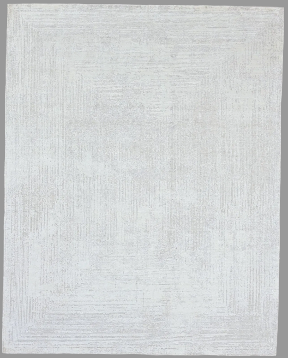 Framify Geometric Handmade Linear Rug – Ivory & Beige Hand Loom Knotted Bordered Rug   9176245797013