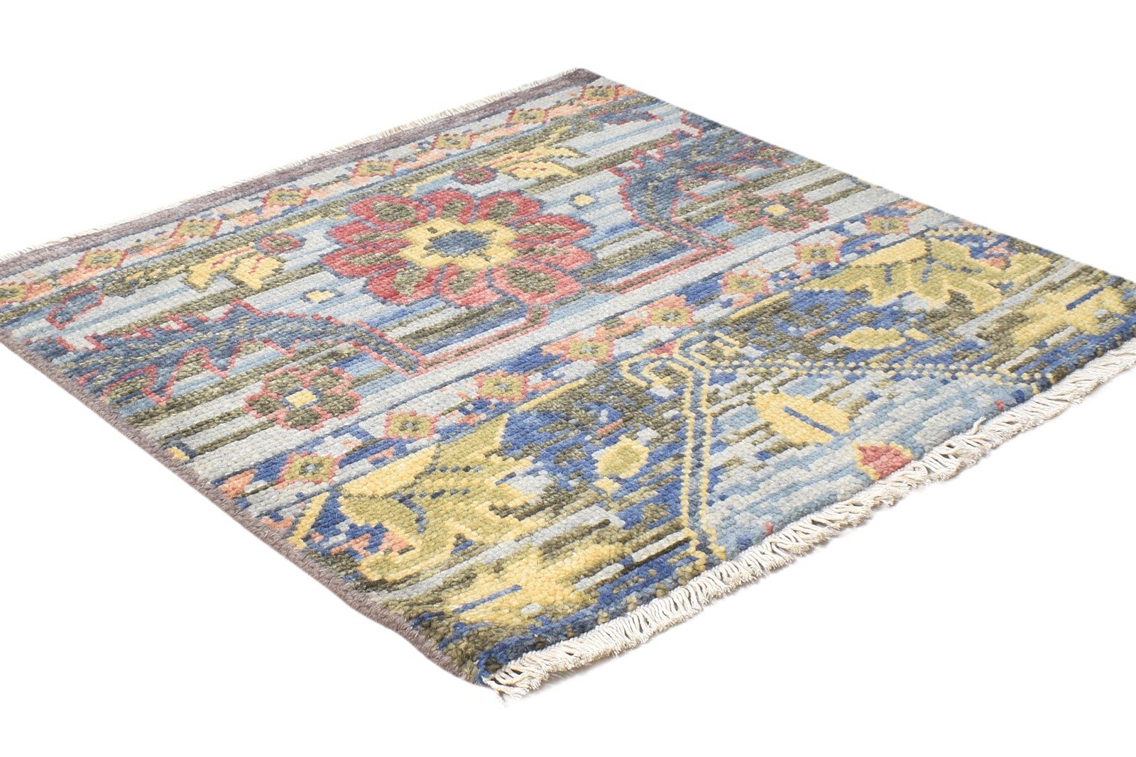 Gerianne Charcoal Wool Rug 2X2 Persian Hand Knotted Heriz-Indian Oriental   7864927813781