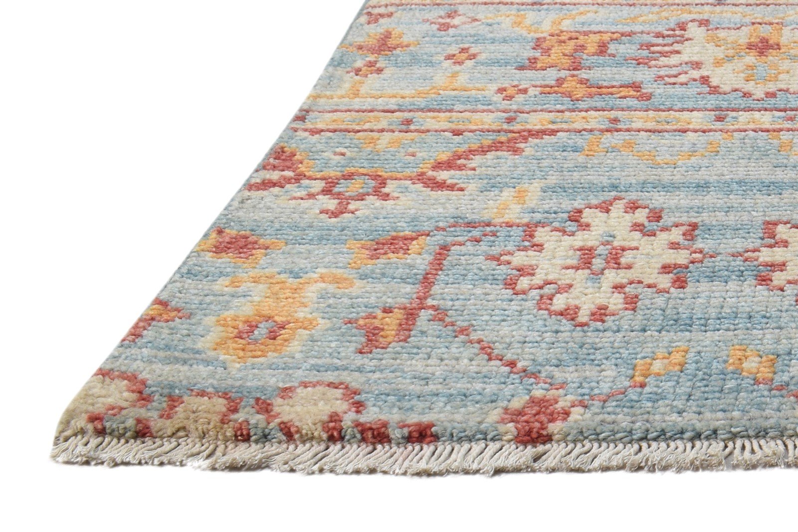 Ginni 2' X 2' Rug Wool Blue Persian Hand Knotted Oushak Oriental   7864927092885