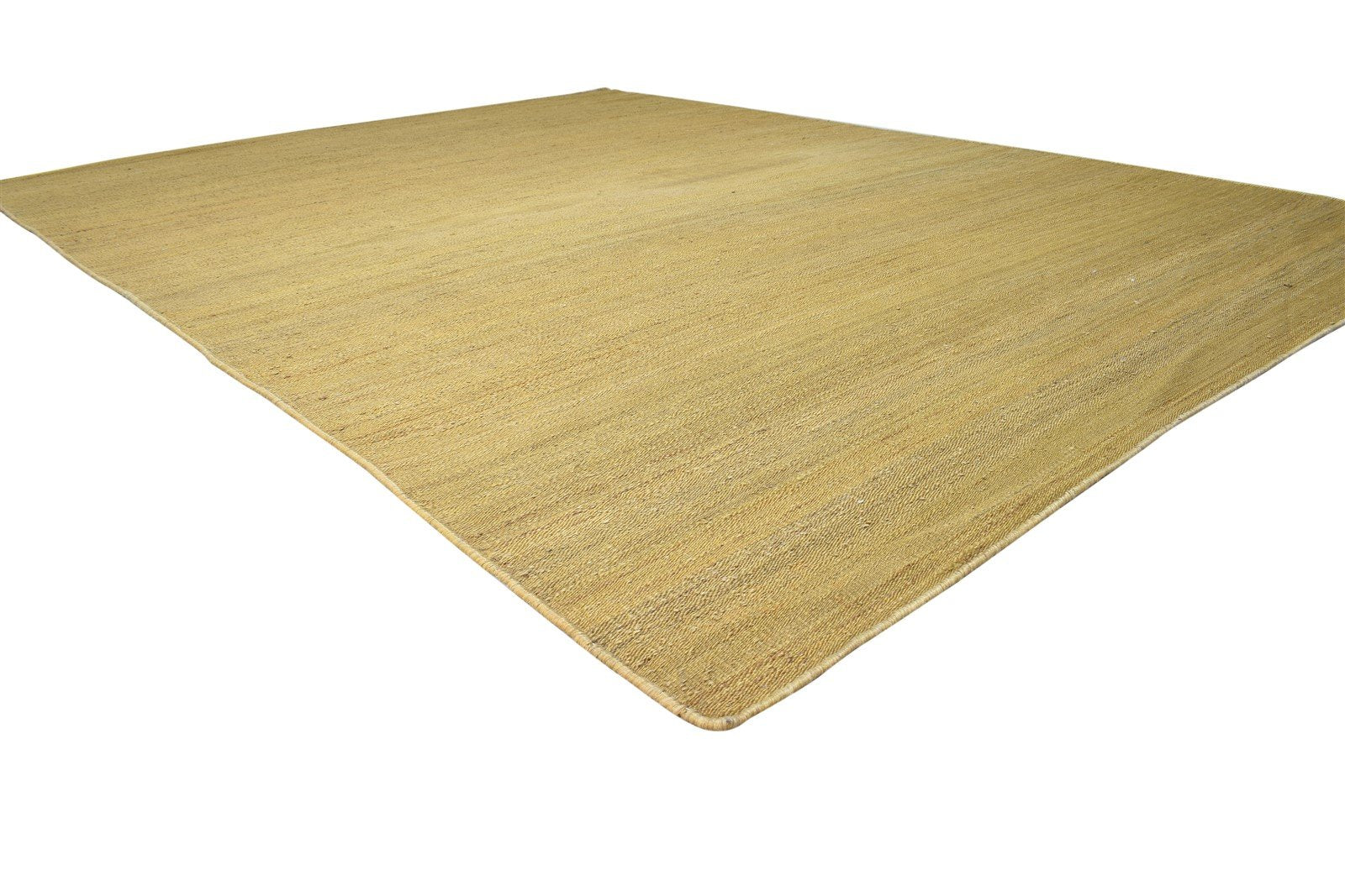 Gold Jute Rug 8' X 11' Modern Hand Woven Scandinavian Solid Large Carpet   7864777703573