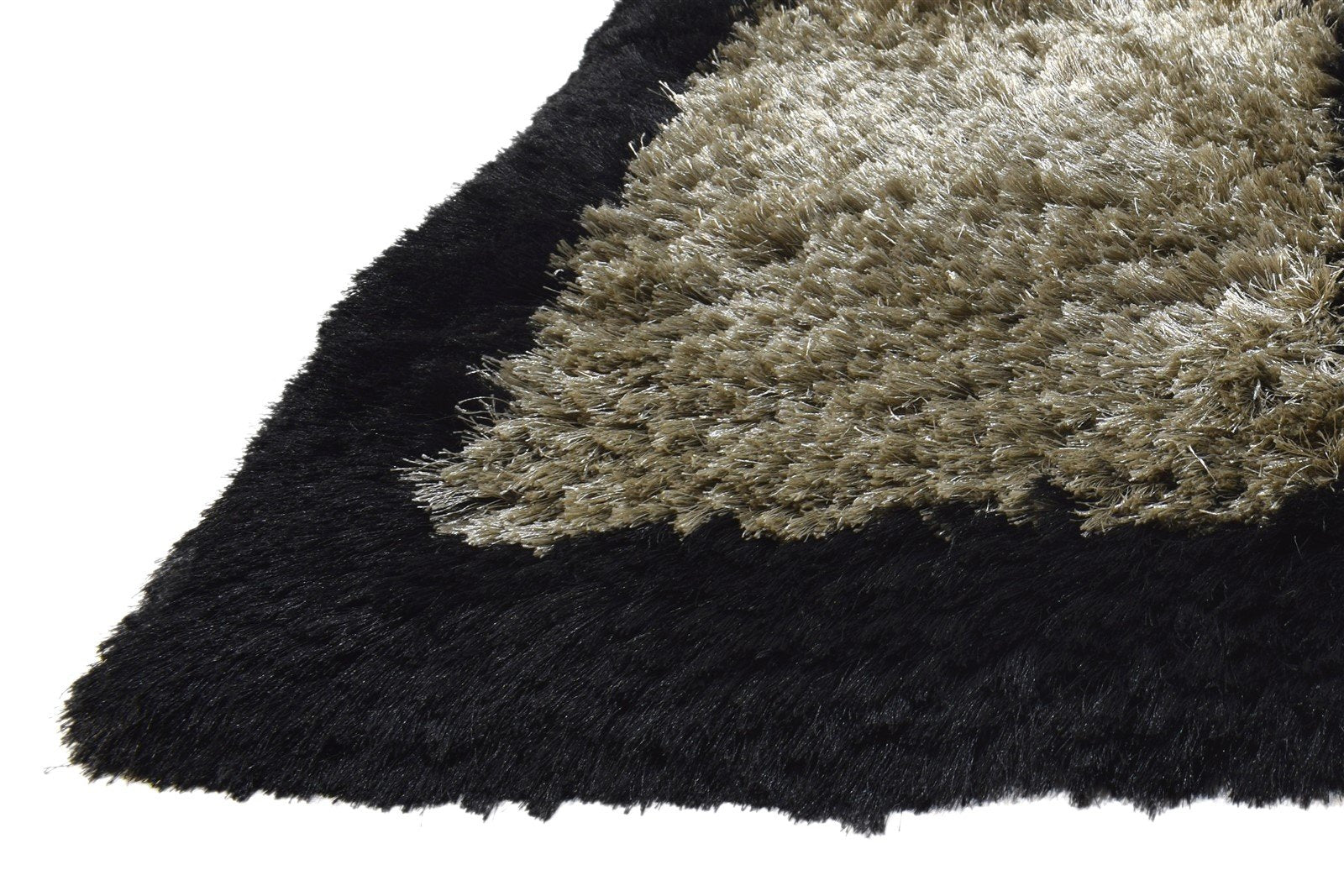 Gold Polyester Rug 2' X 3' Shag Hand Woven Scandinavian Modern Small Carpet   7864996626581