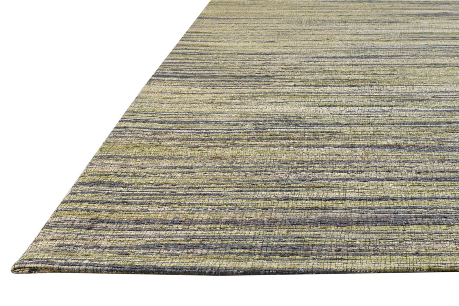 Gold Silk Rug 5' X 8' Modern Hand Woven Bohemian Striped Room Size Carpet   7864663081109