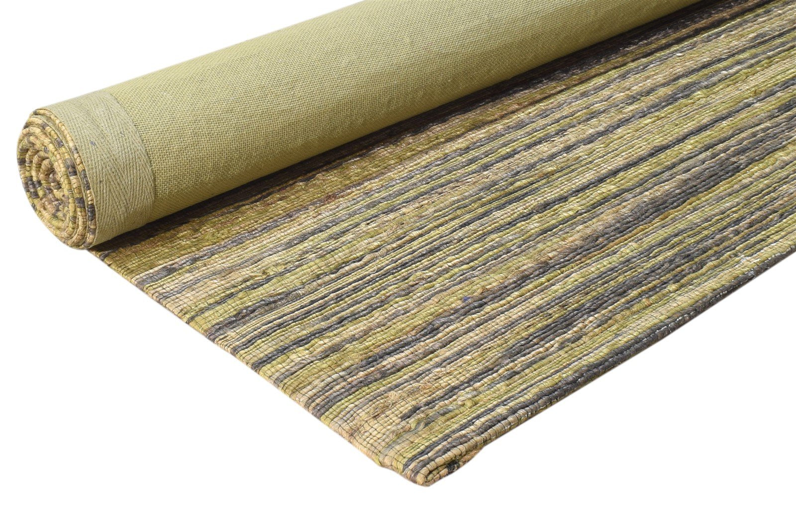 Lindsy Gold Silk Rug 5' X 8' Modern Hand Woven Bohemian Striped   7864663081109