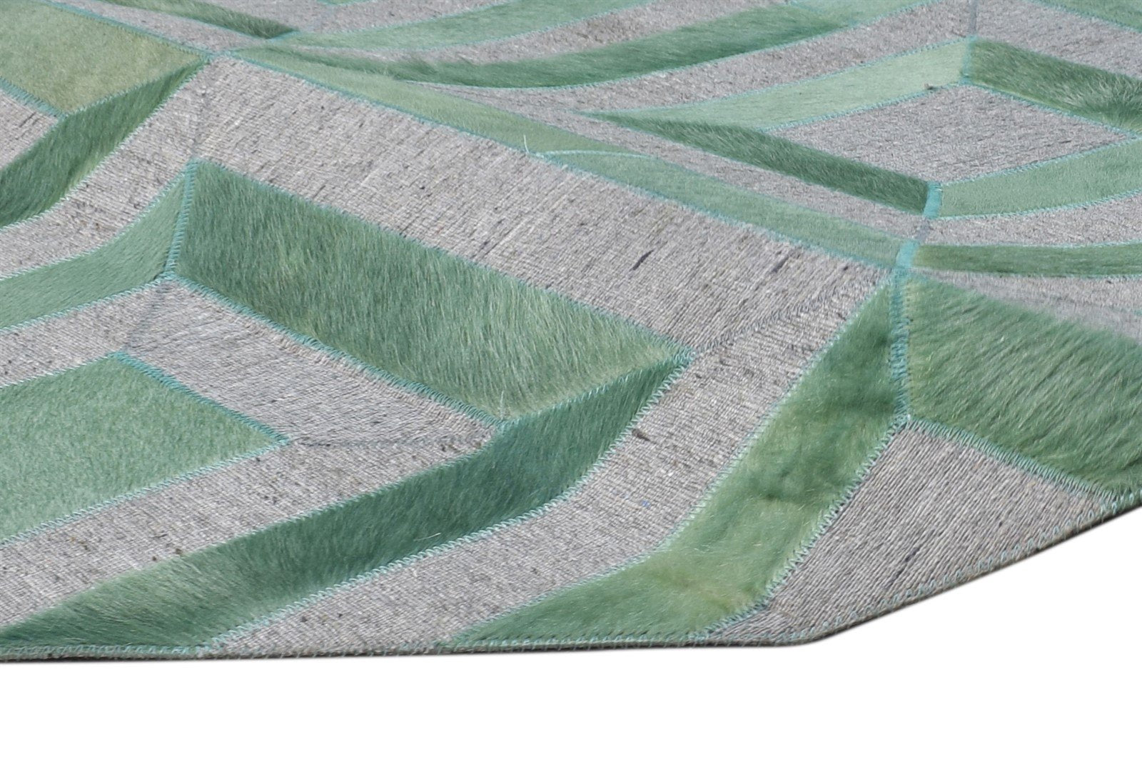 Green Leather / Cotton Rug 3X9 Modern Hand Woven Moroccan Diamond Small Runner   7864863162517