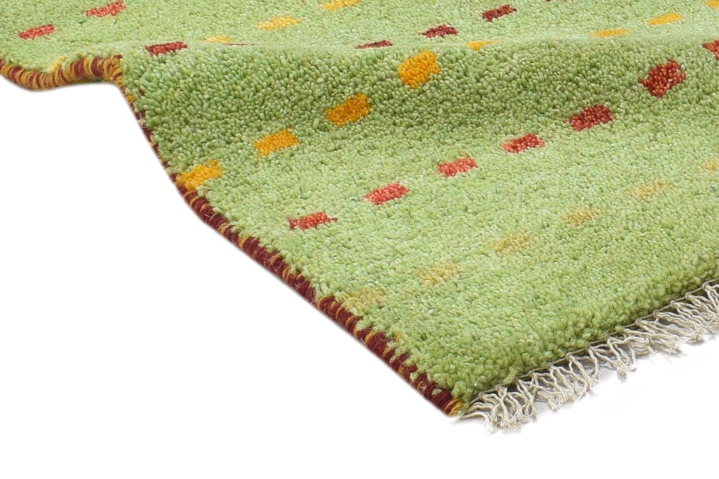 Green Wool Rug 1' X 2' Persian Hand Knotted Gabbeh Southwestern Small Carpet   7864214880405