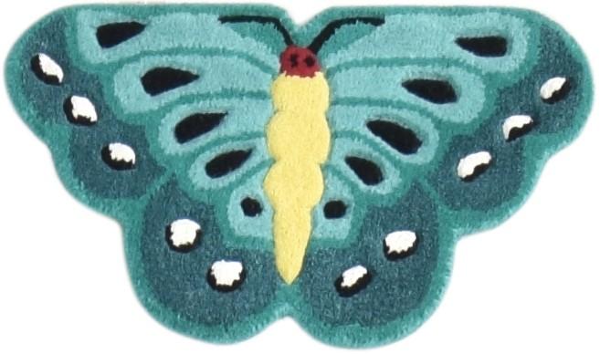 Green Wool Rug 2' X 1' Kids & Teens Hand Tufted Indian Animal Print Small Carpet   7864643813525