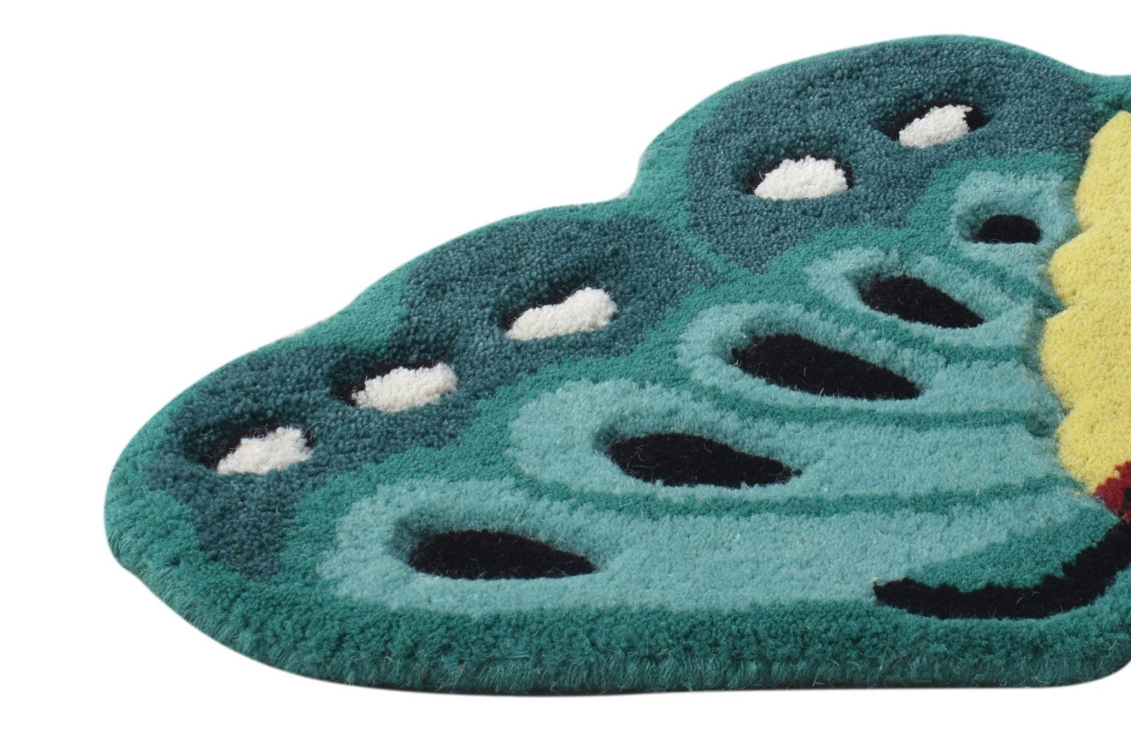 Green Wool Rug 2' X 1' Kids & Teens Hand Tufted Indian Animal Print Small Carpet   7864643813525