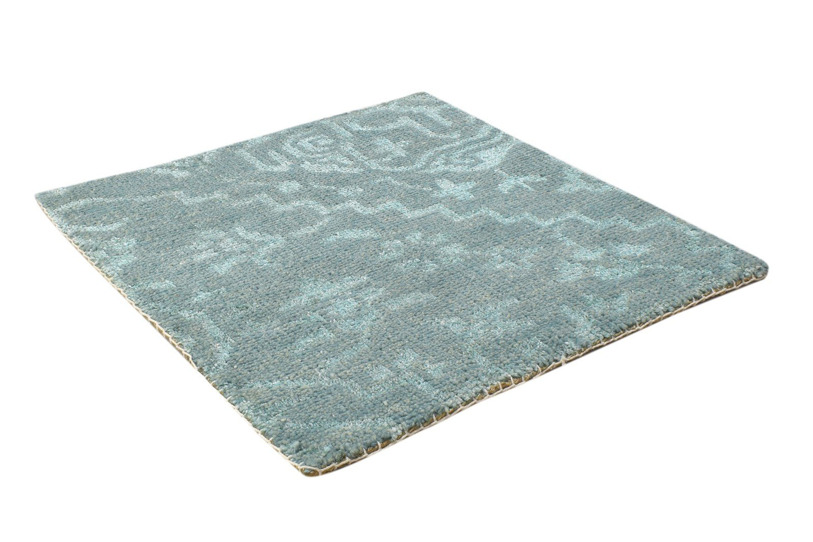 Green Wool Rug 2' X 2' Modern Hand Knotted Moroccan Trellis Small Carpet   7864132305045