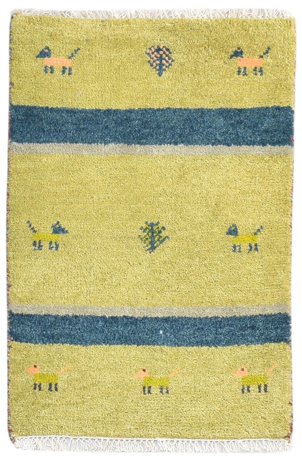 Green Wool Rug 2' X 3' Tribal Hand Knotted Gabbeh Southwestern Small Carpet   7864502485141